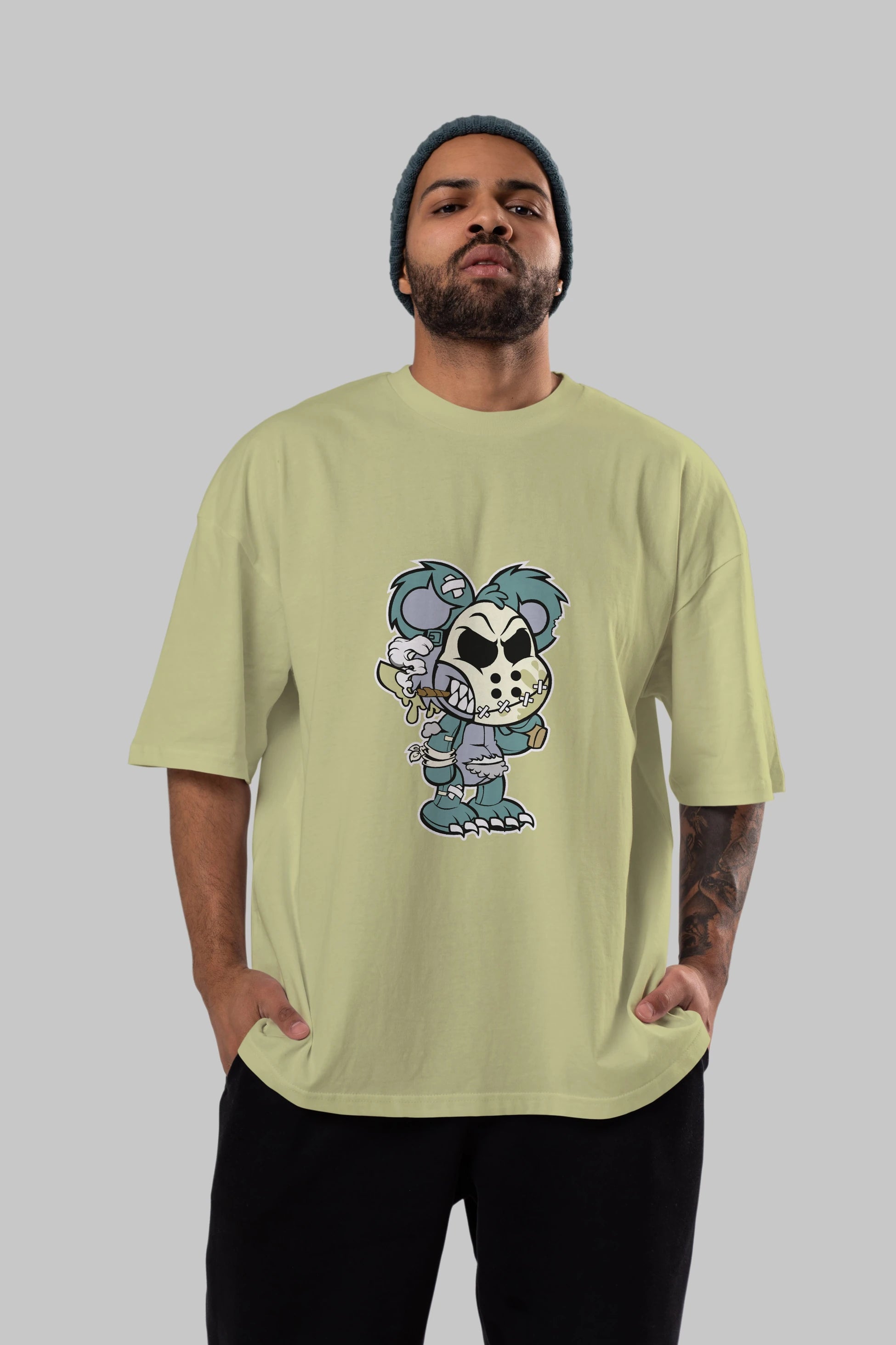 Evil Teddy Bear Ön Baskılı Oversize t-shirt Erkek Kadın Unisex %100 Pamuk tişort