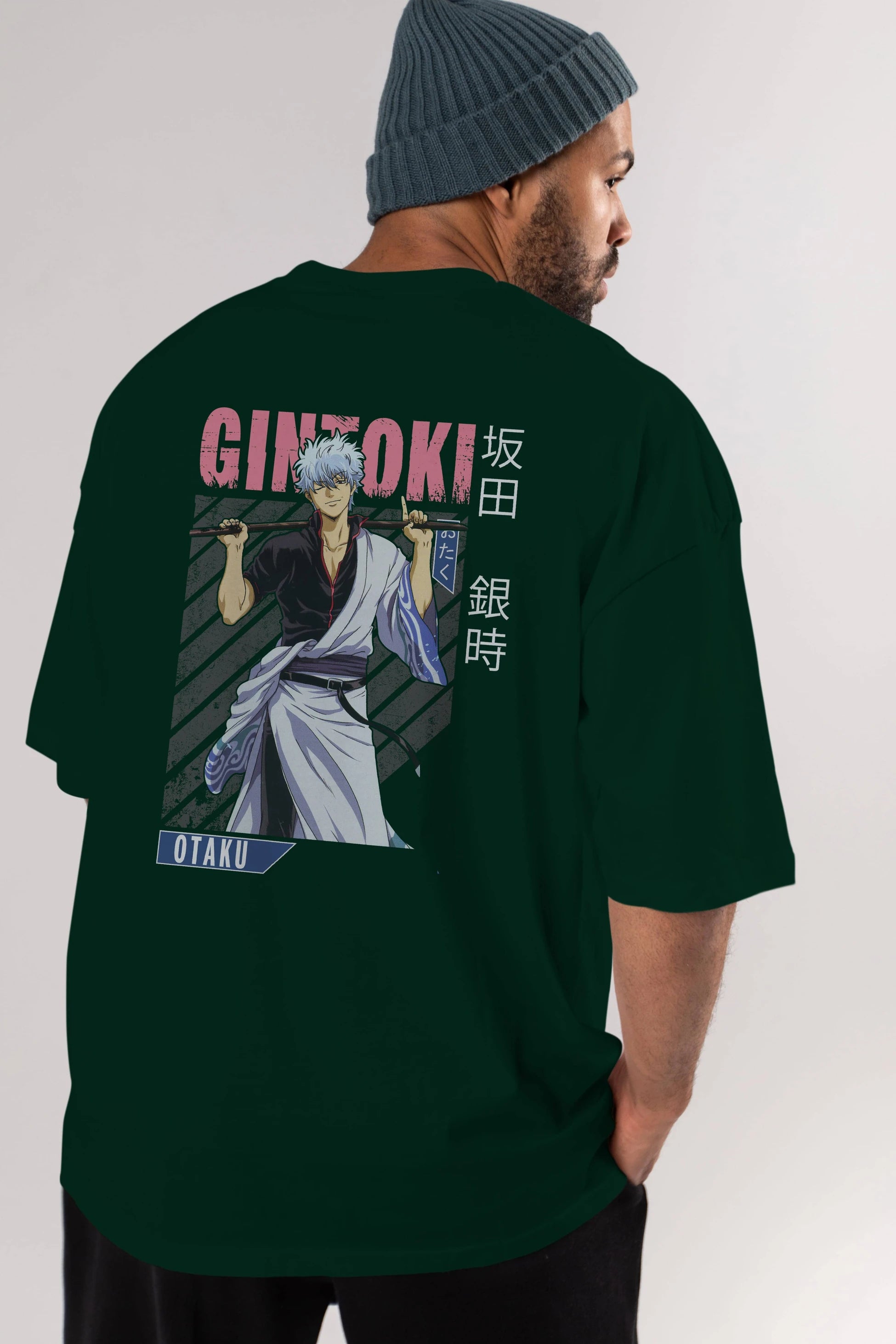 Gintoki Sakata GINTAMA 3 Anime Arka Baskılı Oversize t-shirt Erkek Kadın Unisex