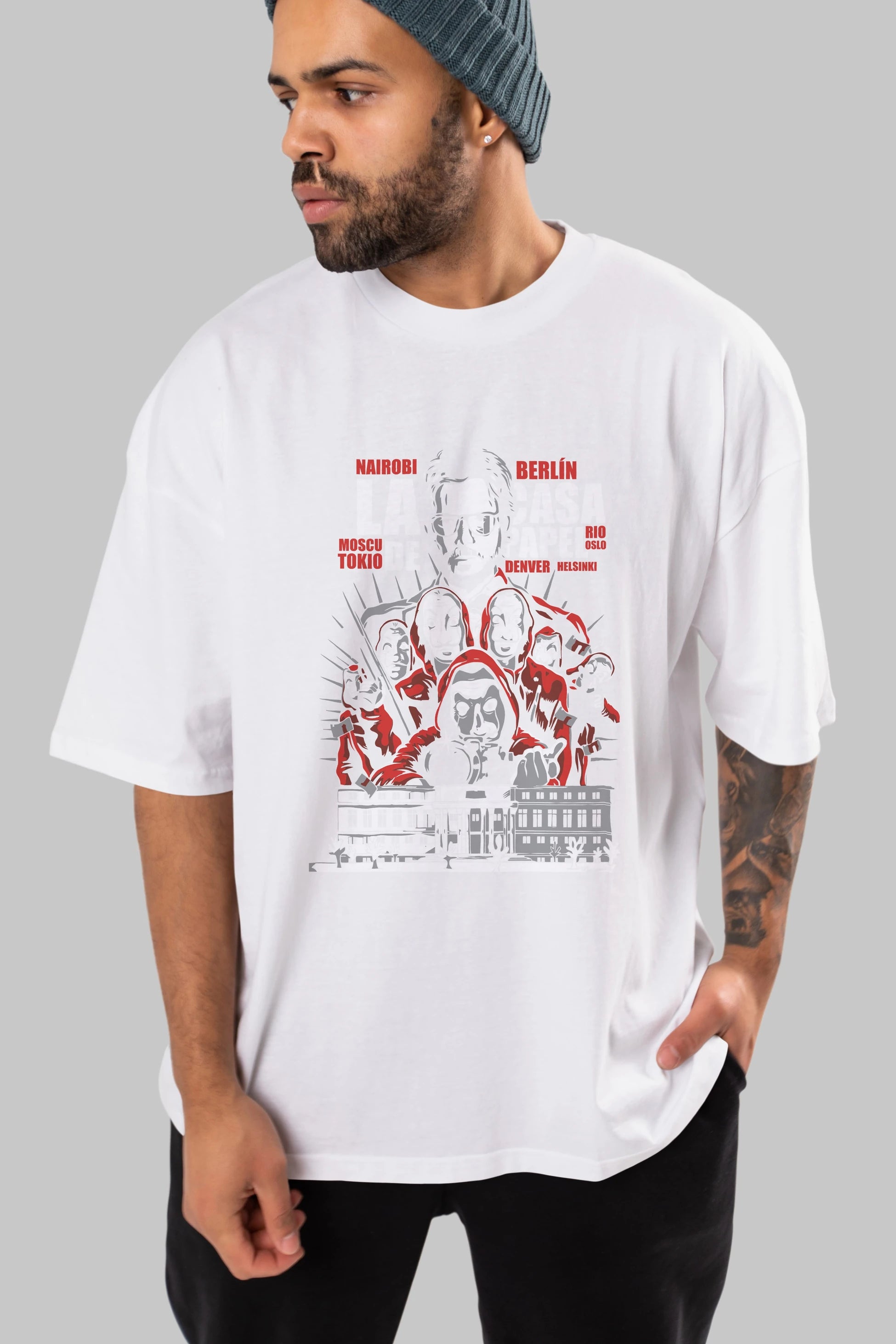 La Casa De Papel (2) Ön Baskılı Oversize t-shirt Erkek Kadın Unisex %100 Pamuk Bisiklet Yaka tişort