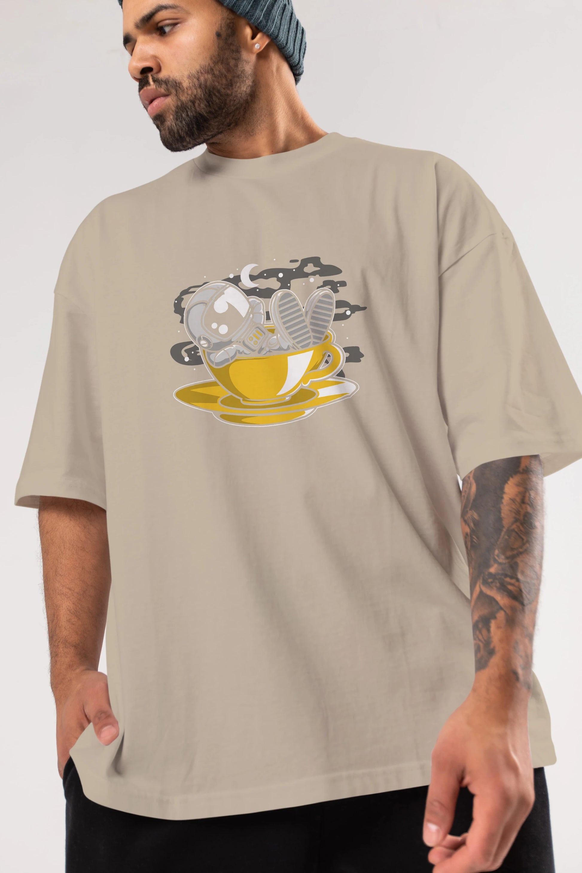 Astronaut Relax Ön Baskılı Oversize t-shirt Erkek Kadın Unisex