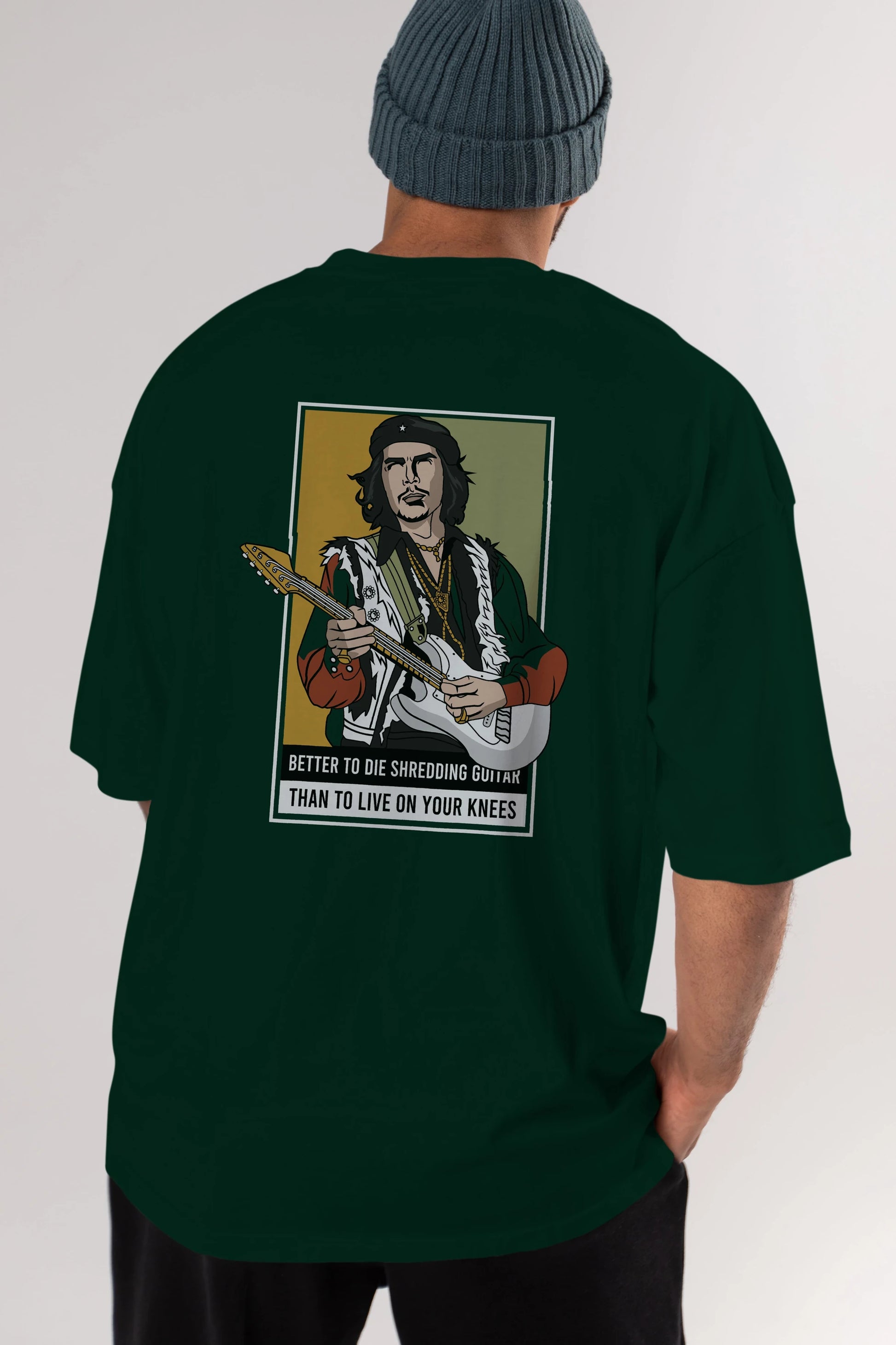 Che Guevara Hendrix Arka Baskılı Oversize t-shirt Erkek Kadın Unisex %100 Pamuk tişort