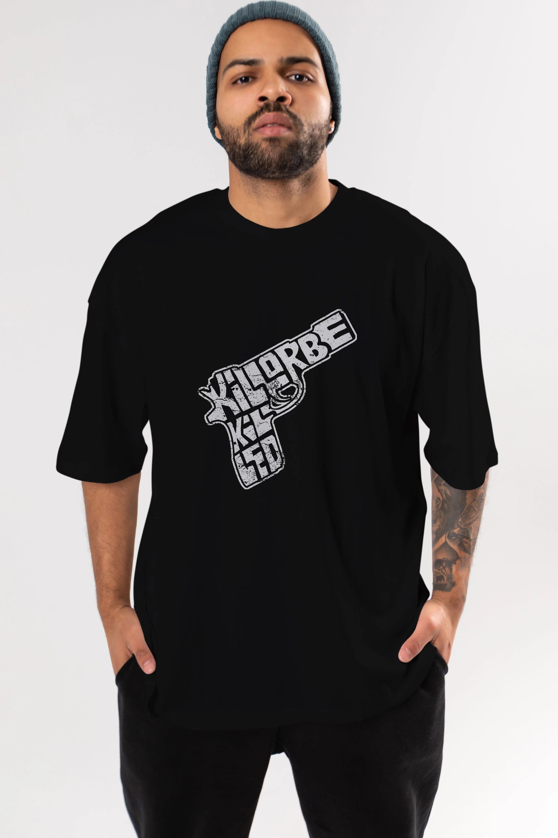 Kill Or Be Killed Ön Baskılı Oversize t-shirt %100 pamuk Erkek Kadın Unisex