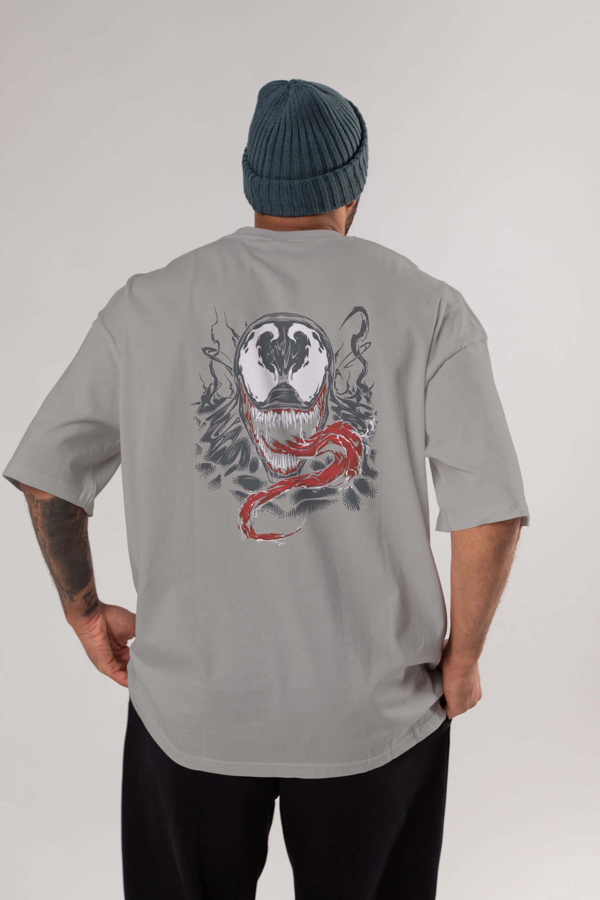 Venom (18) Arka Baskılı Oversize t-shirt Erkek Kadın Unisex %100 Pamuk Bisiklet Yaka tişort