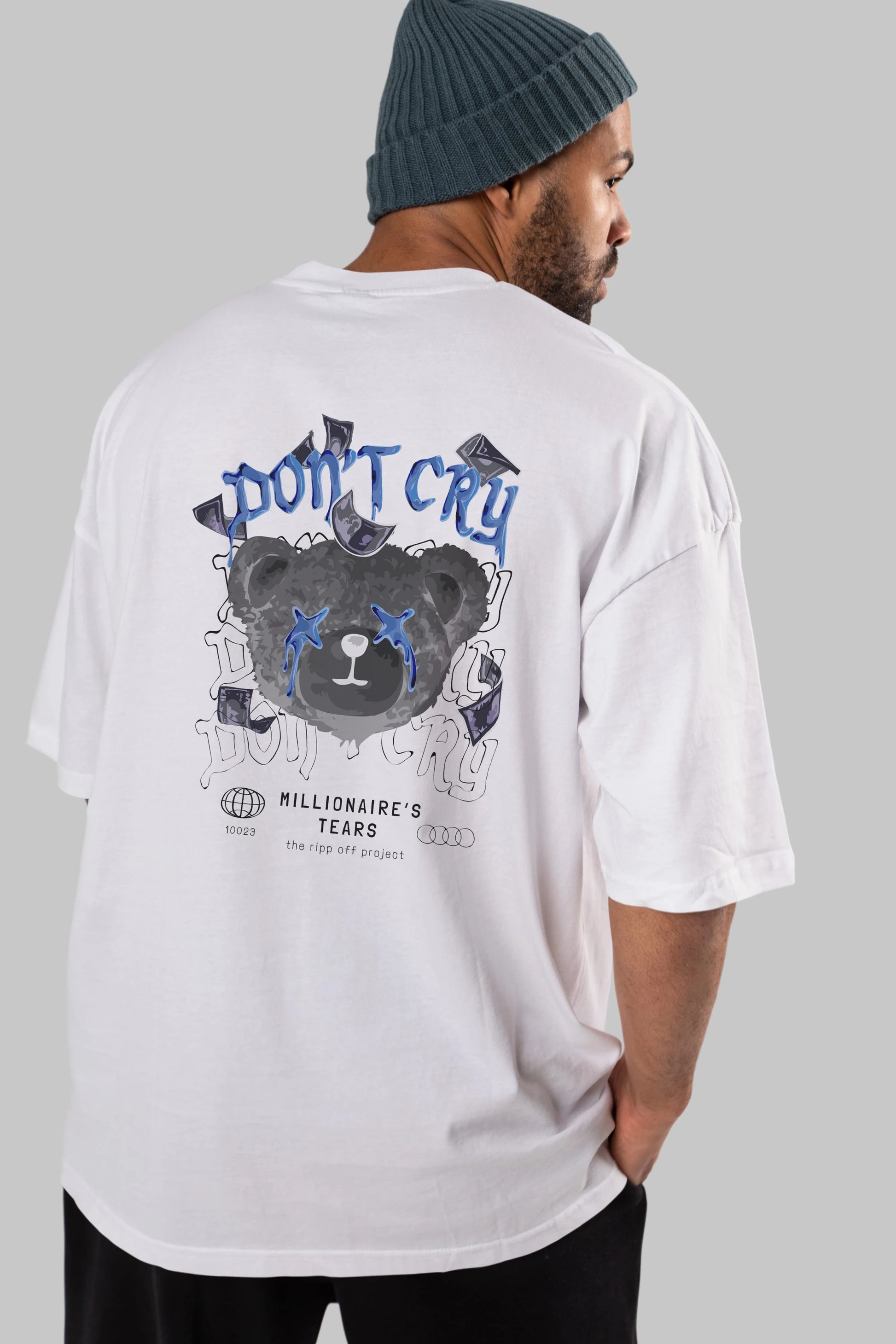Dont Cry Bear Arka Baskılı Oversize t-shirt Erkek Kadın Unisex