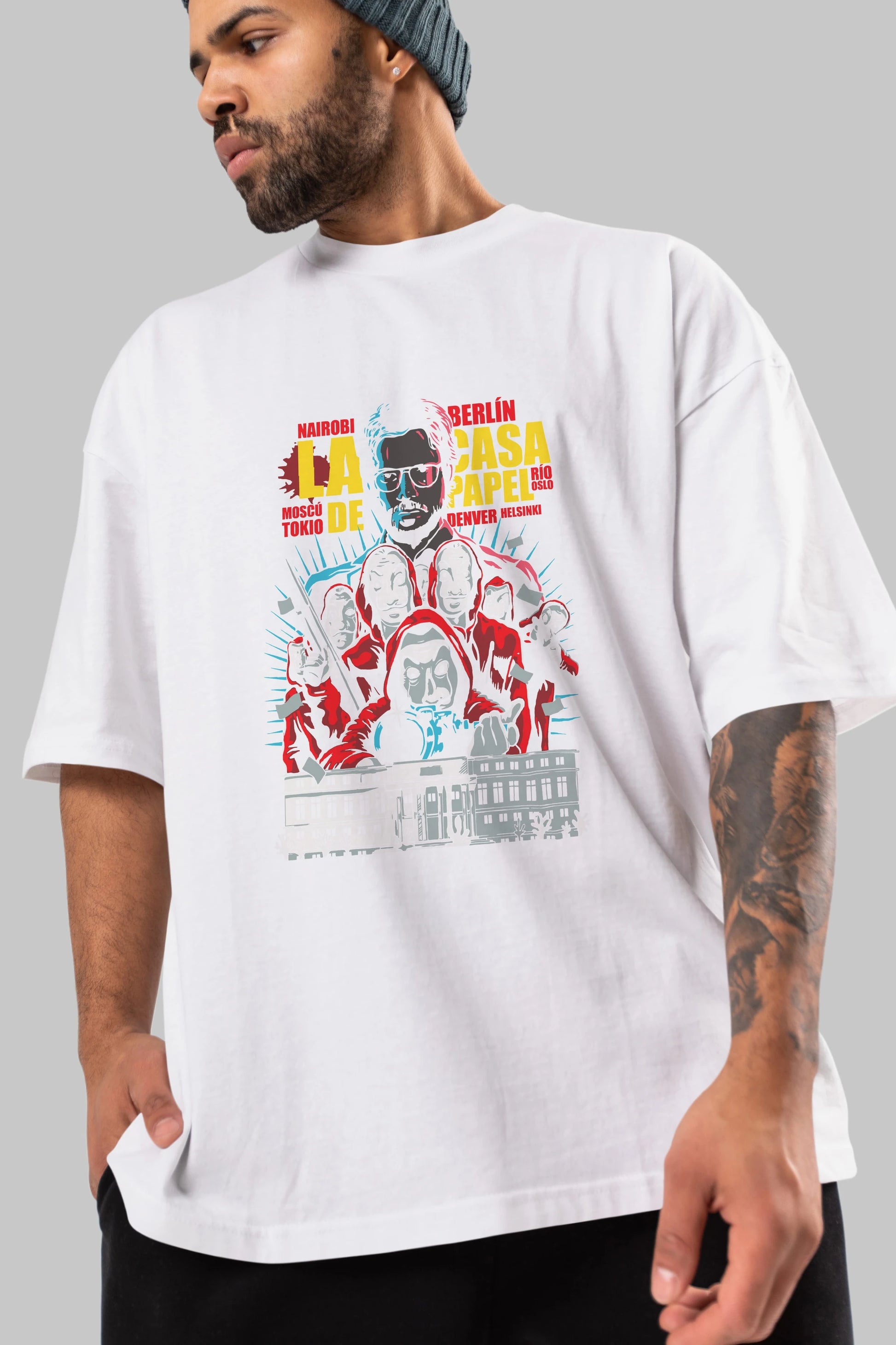 La Casa De Papel (6) Ön Baskılı Oversize t-shirt Erkek Kadın Unisex %100 Pamuk Bisiklet Yaka tişort