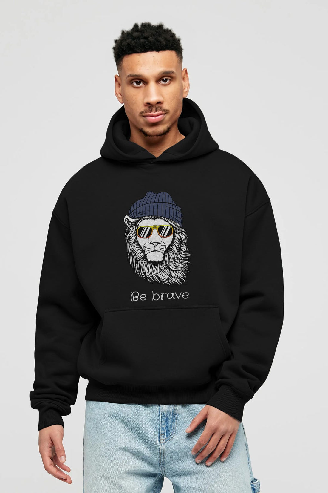 Be Brave Ön Baskılı Oversize Hoodie Kapüşonlu Sweatshirt Erkek Kadın Unisex