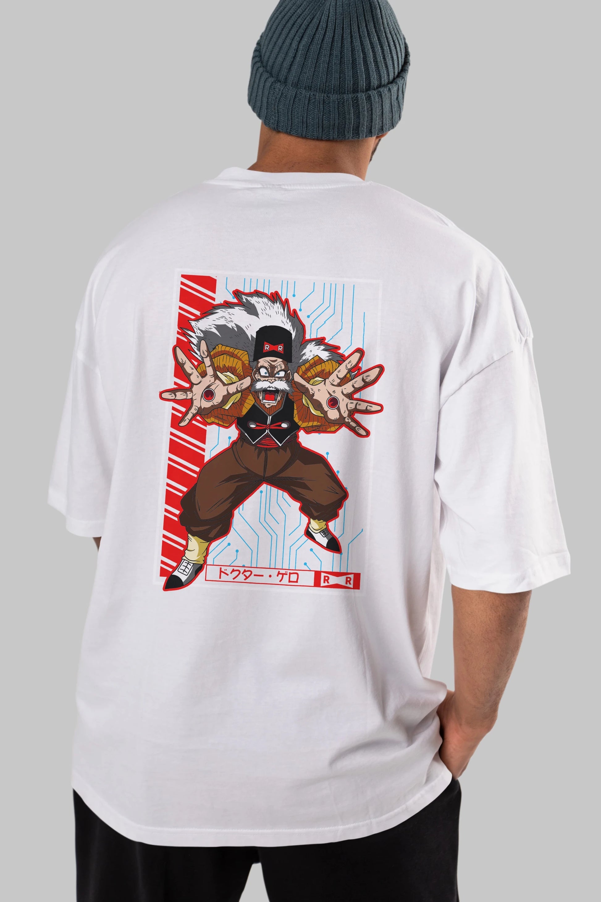 DragonBall DrMakigero Anime Arka Baskılı Oversize t-shirt Erkek Kadın Unisex