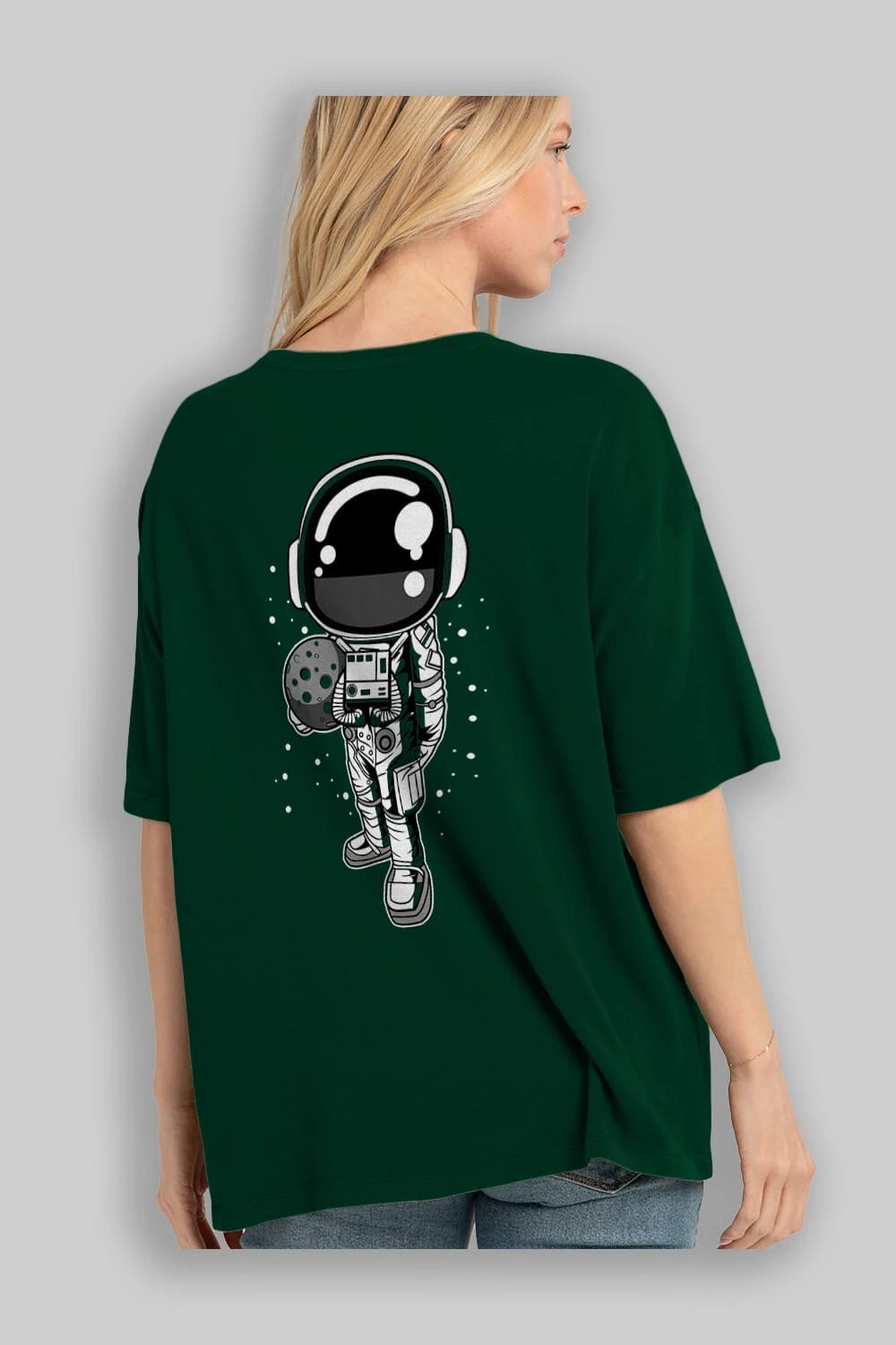 Astronaut Holding The Moon Arka Baskılı Oversize t-shirt Erkek Kadın Unisex