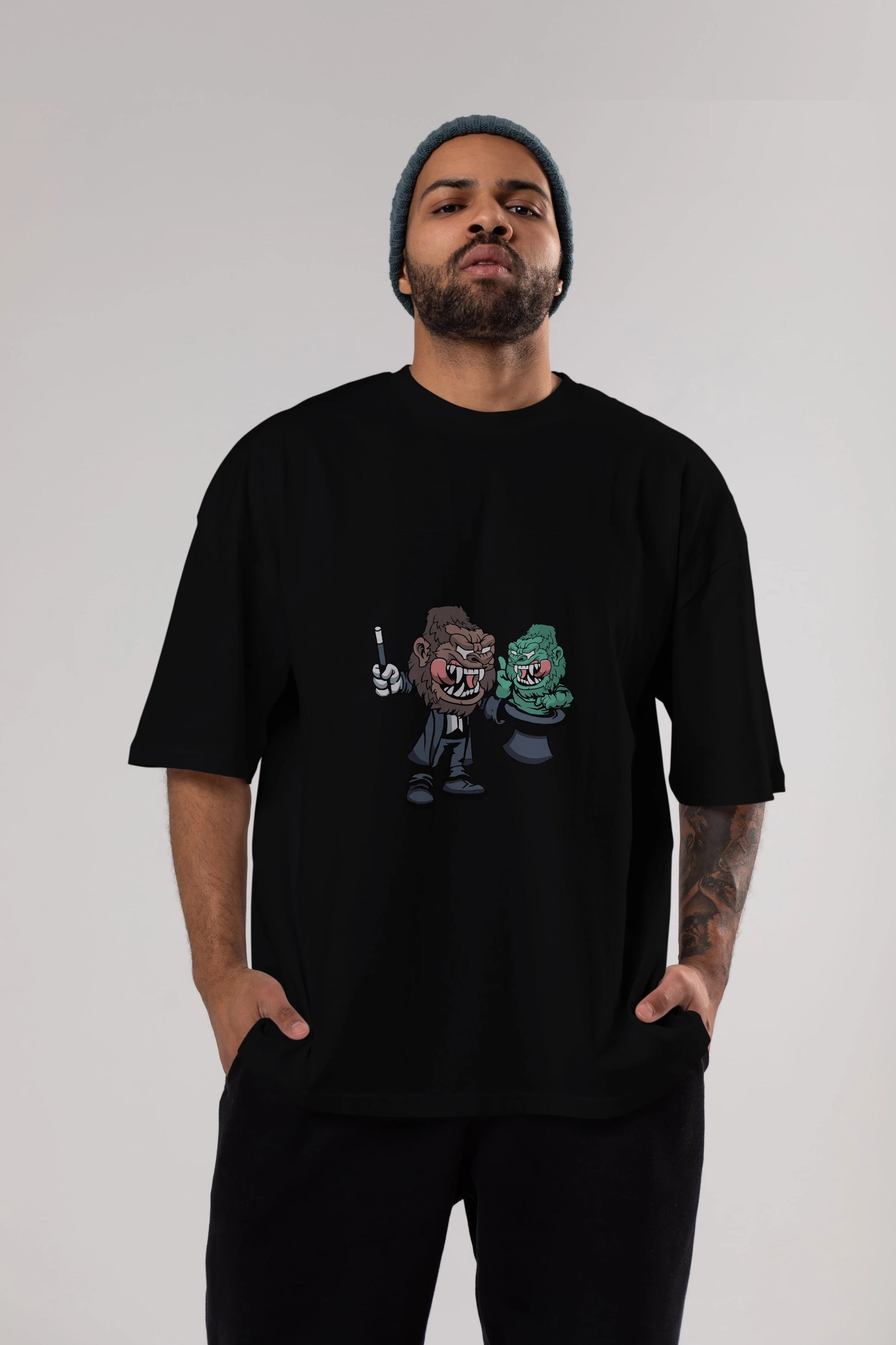 Gorilla Magician Ön Baskılı Oversize t-shirt Erkek Kadın Unisex %100 Pamuk tişort