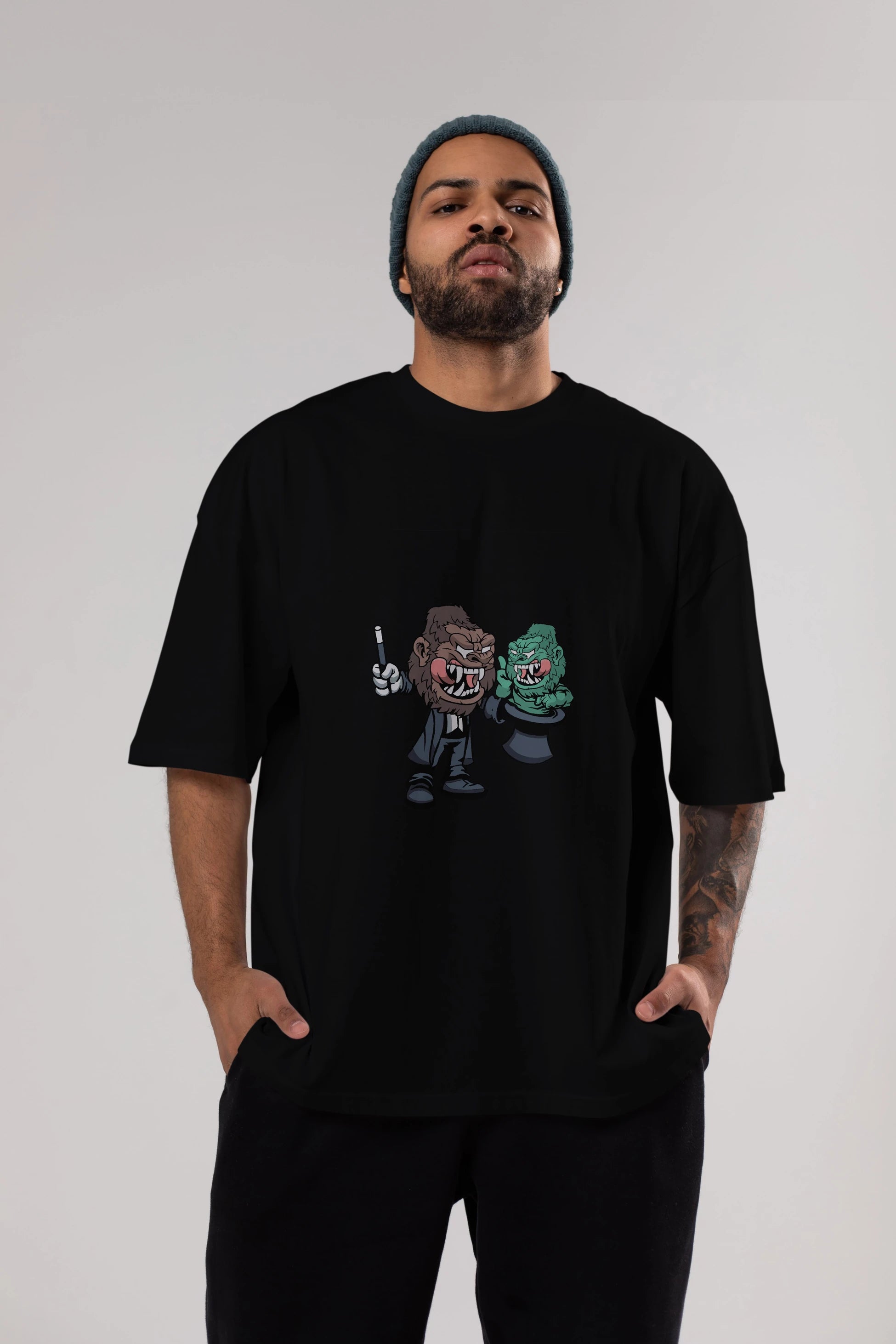 Gorilla Magician Ön Baskılı Oversize t-shirt Erkek Kadın Unisex %100 Pamuk tişort