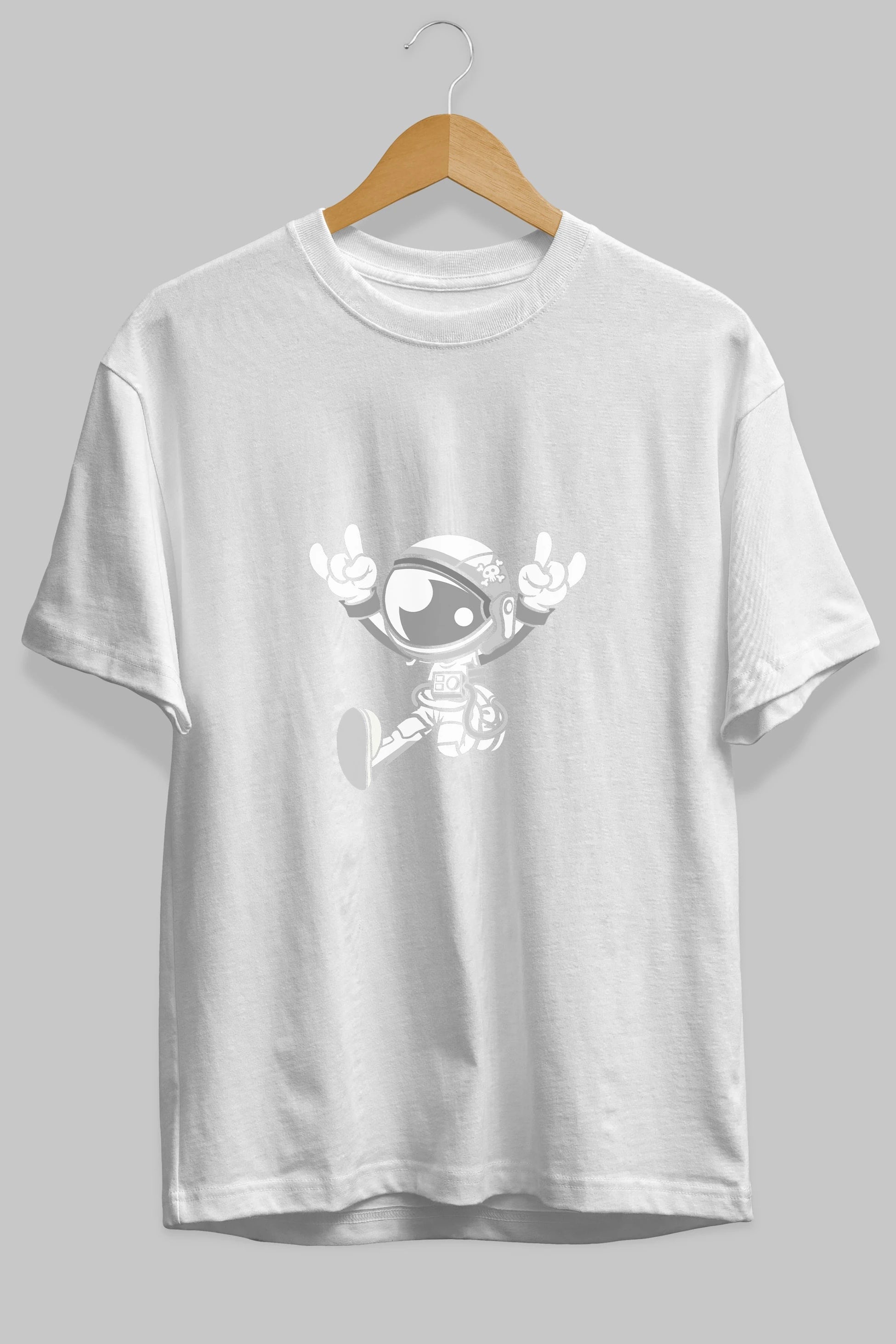 Astronaut Metal Ön Baskılı Oversize t-shirt Erkek Kadın Unisex %100 Pamuk tişort