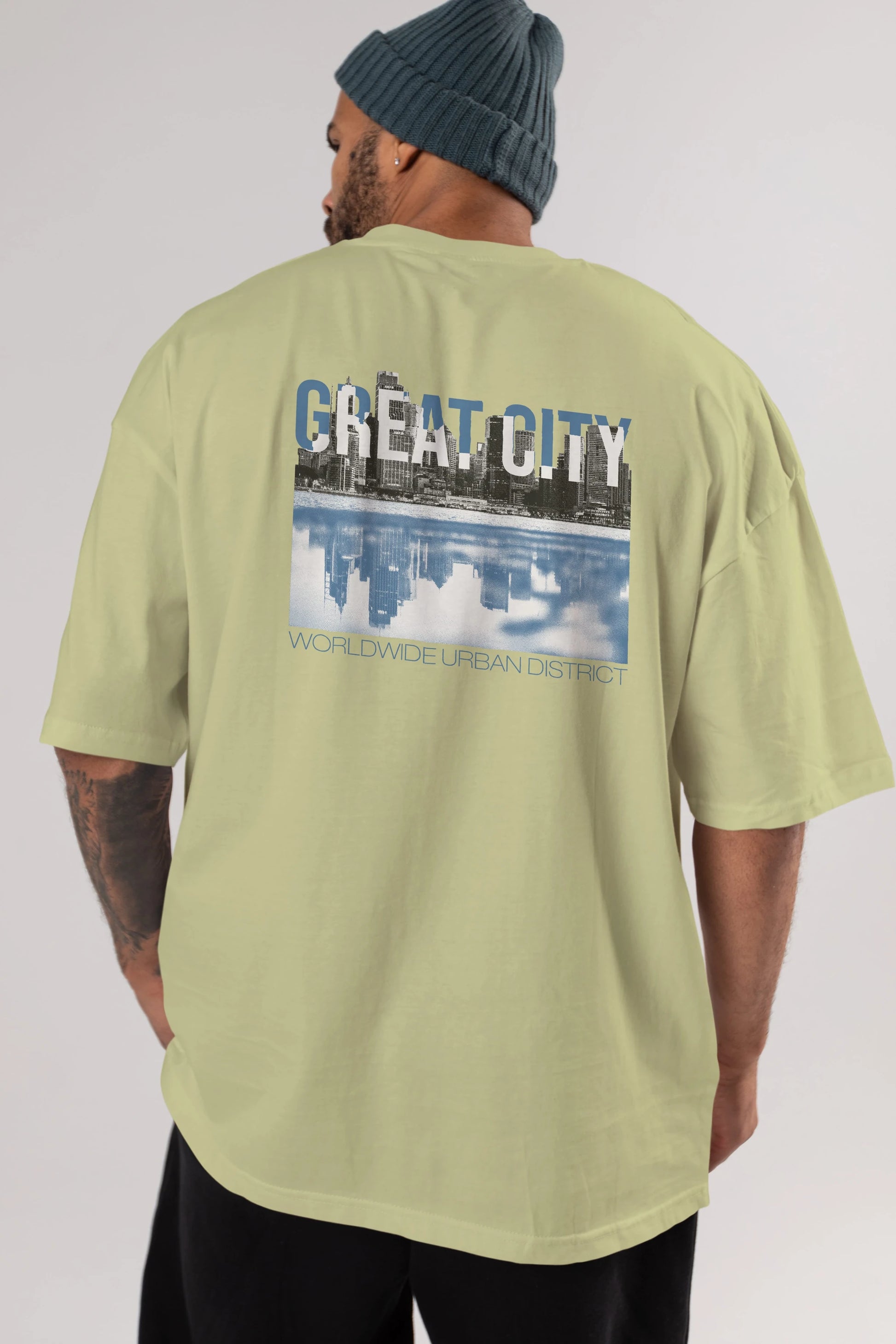 Great City Arka Baskılı Oversize t-shirt Erkek Kadın Unisex