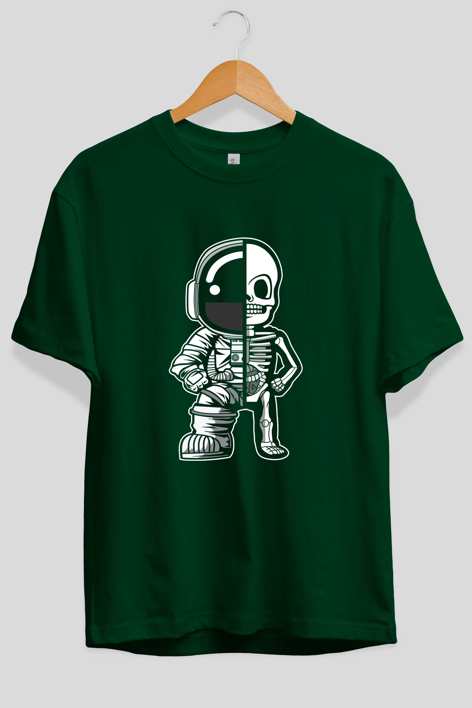 Astronaut Half Skeleton Ön Baskılı Oversize t-shirt Erkek Kadın Unisex
