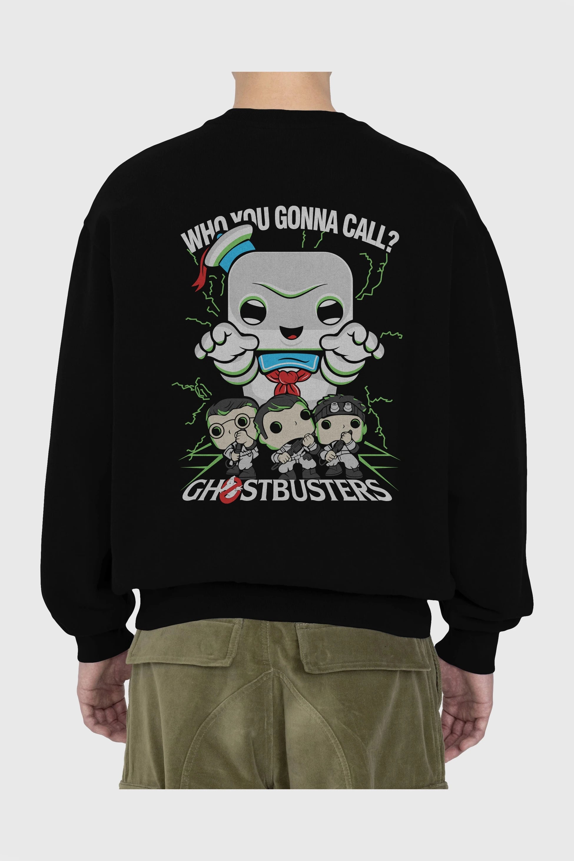Ghostbusters Arka Baskılı Oversize Sweatshirt Erkek Kadın Unisex
