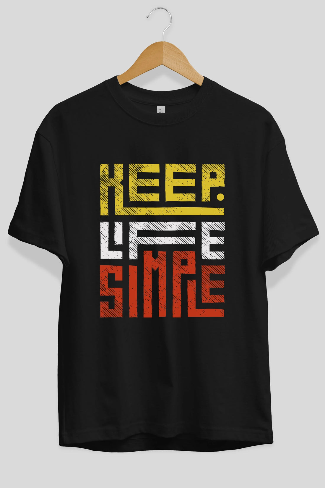 Keep Life Simple Yazılı Ön Baskılı Oversize t-shirt Erkek Kadın Unisex