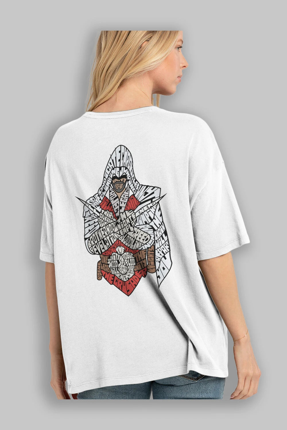Assassins Arka Baskılı Oversize t-shirt %100 pamuk Erkek Kadın Unisex