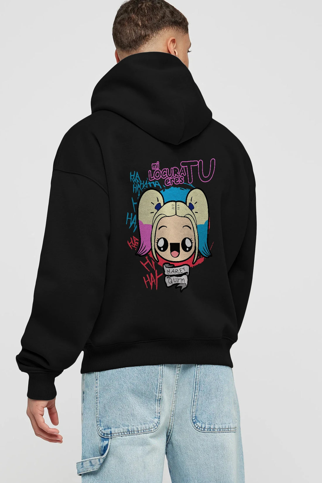 Harley Quinn Arka Baskılı Hoodie Oversize Kapüşonlu Sweatshirt Erkek Kadın Unisex