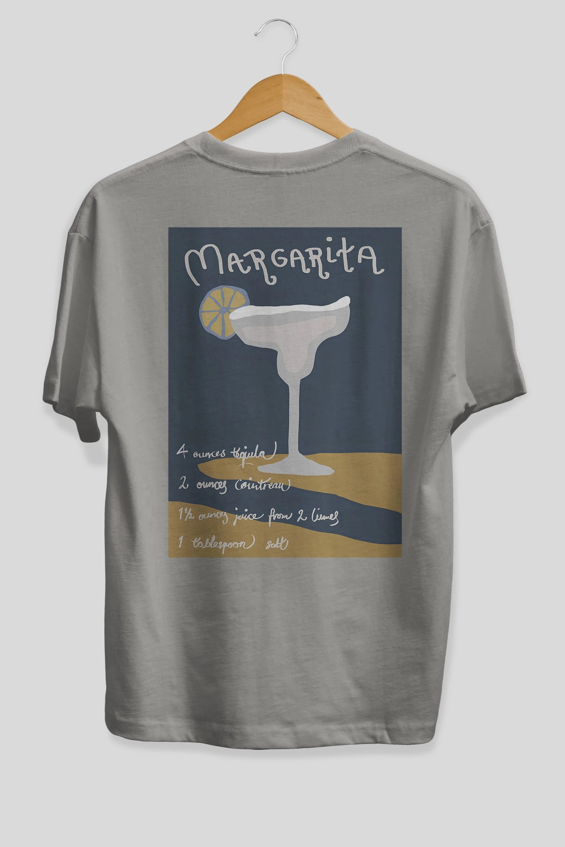 Margarita 2 Arka Baskılı Oversize t-shirt Erkek Kadın Unisex %100 Pamuk Bisiklet Yaka tişort