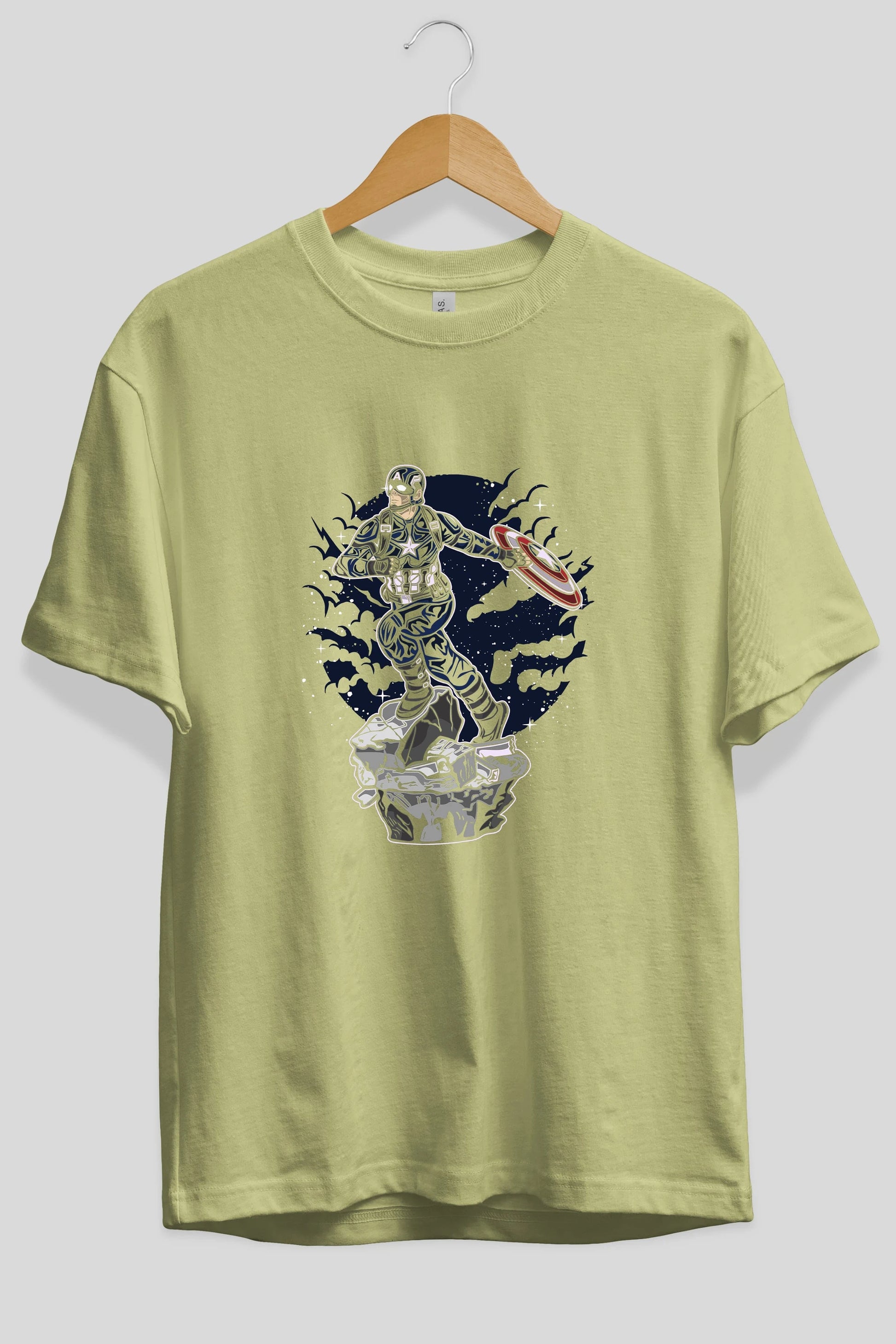 CAPTAIN AMERICA Ön Baskılı Oversize t-shirt Erkek Kadın Unisex %100 Pamuk tişort