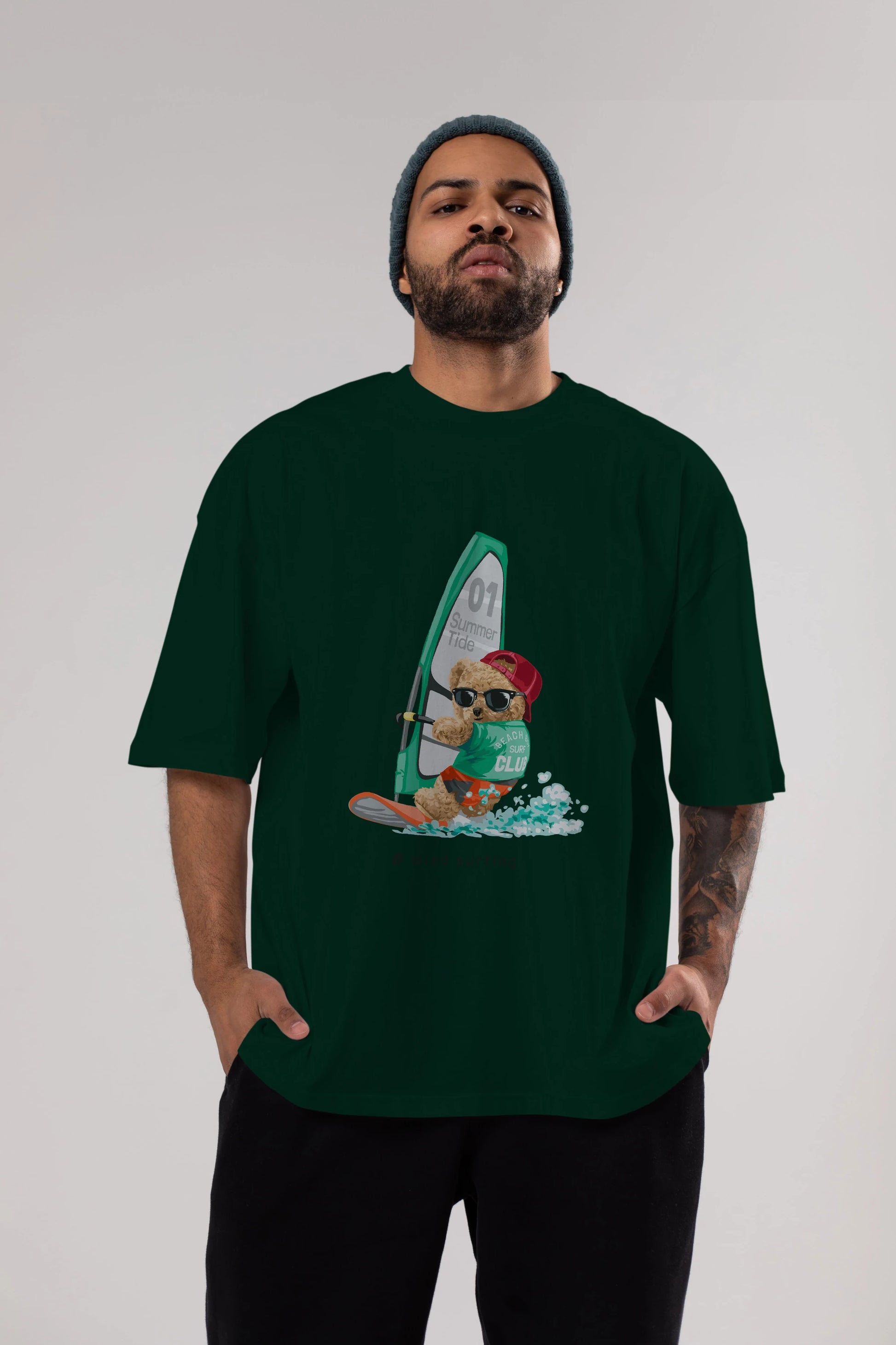 Teddy Bear Summer Tide Ön Baskılı Oversize t-shirt Erkek Kadın Unisex %100 Pamuk