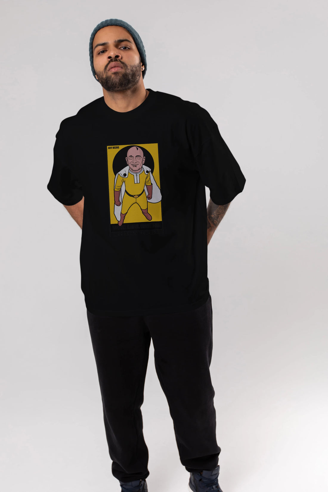 Jeff Bezos Saitama Ön Baskılı Oversize t-shirt Erkek Kadın Unisex %100 Pamuk tişort