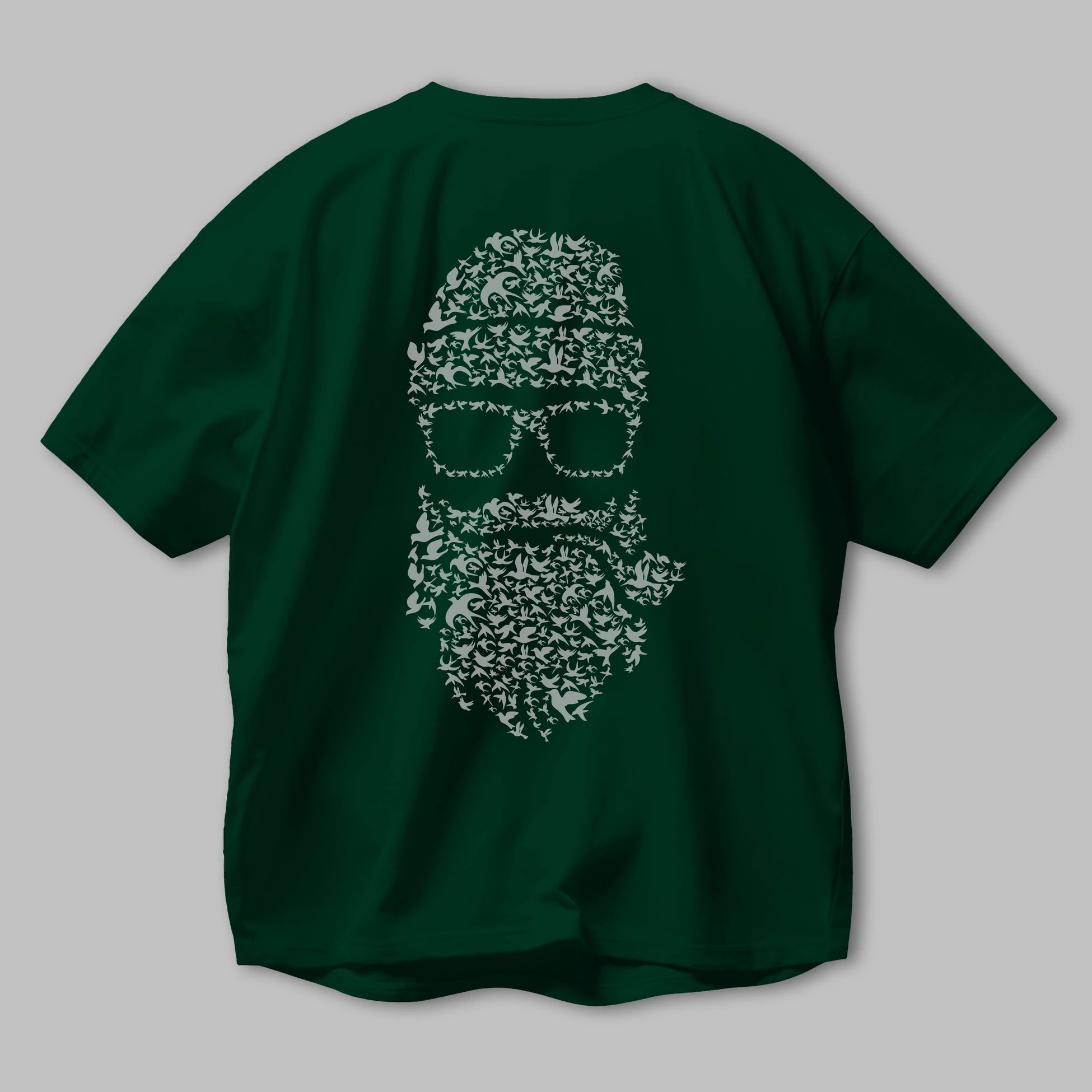 Birds Beard Arka Baskılı Oversize t-shirt %100 pamuk Erkek Kadın Unisex