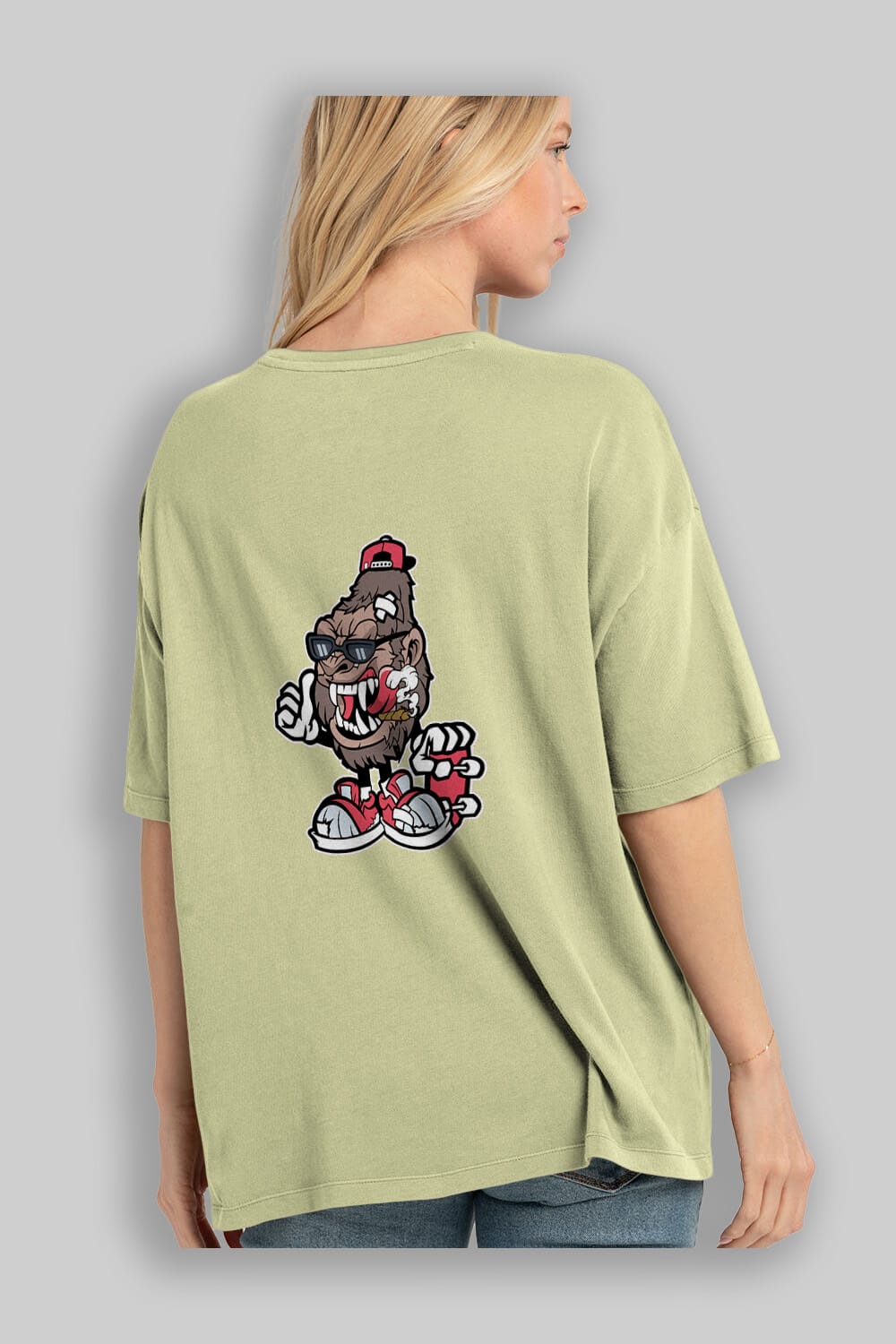 Gorilla Skater Arka Baskılı Oversize t-shirt Erkek Kadın Unisex %100 Pamuk tişort