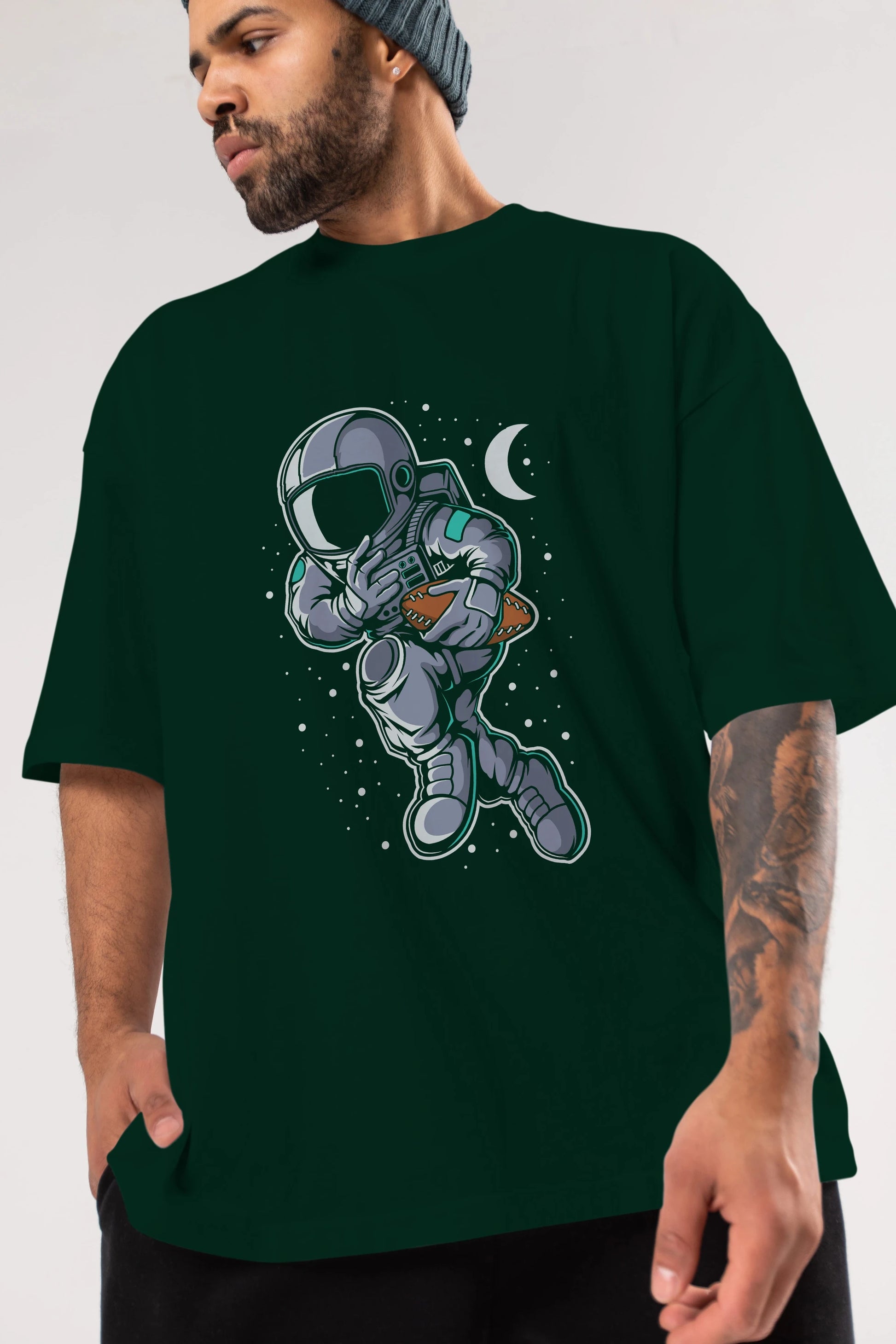 Astronaut Rugby Ön Baskılı Oversize t-shirt Erkek Kadın Unisex