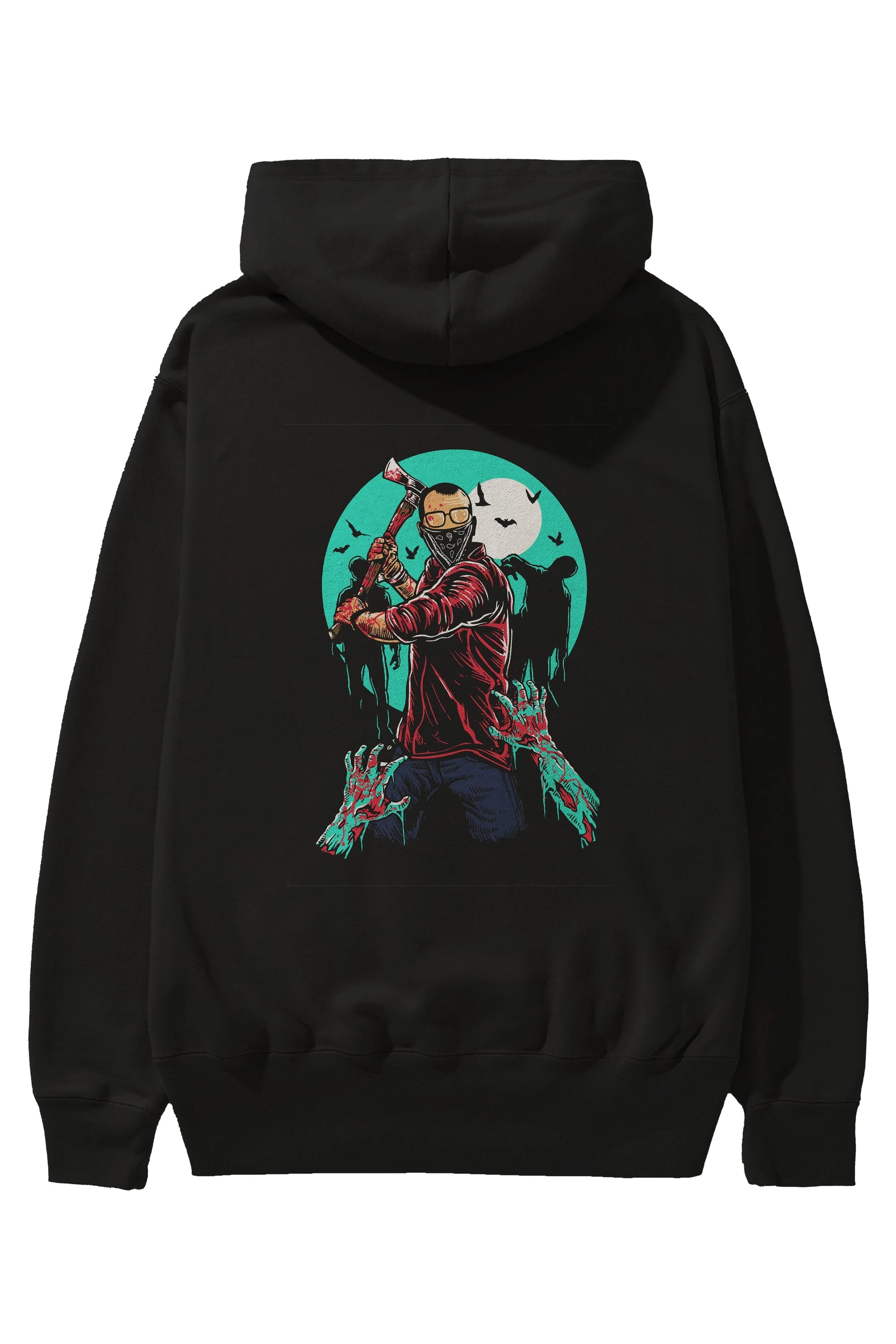 Zombie Killer Arka Baskılı Hoodie Oversize Kapüşonlu Sweatshirt Erkek Kadın Unisex
