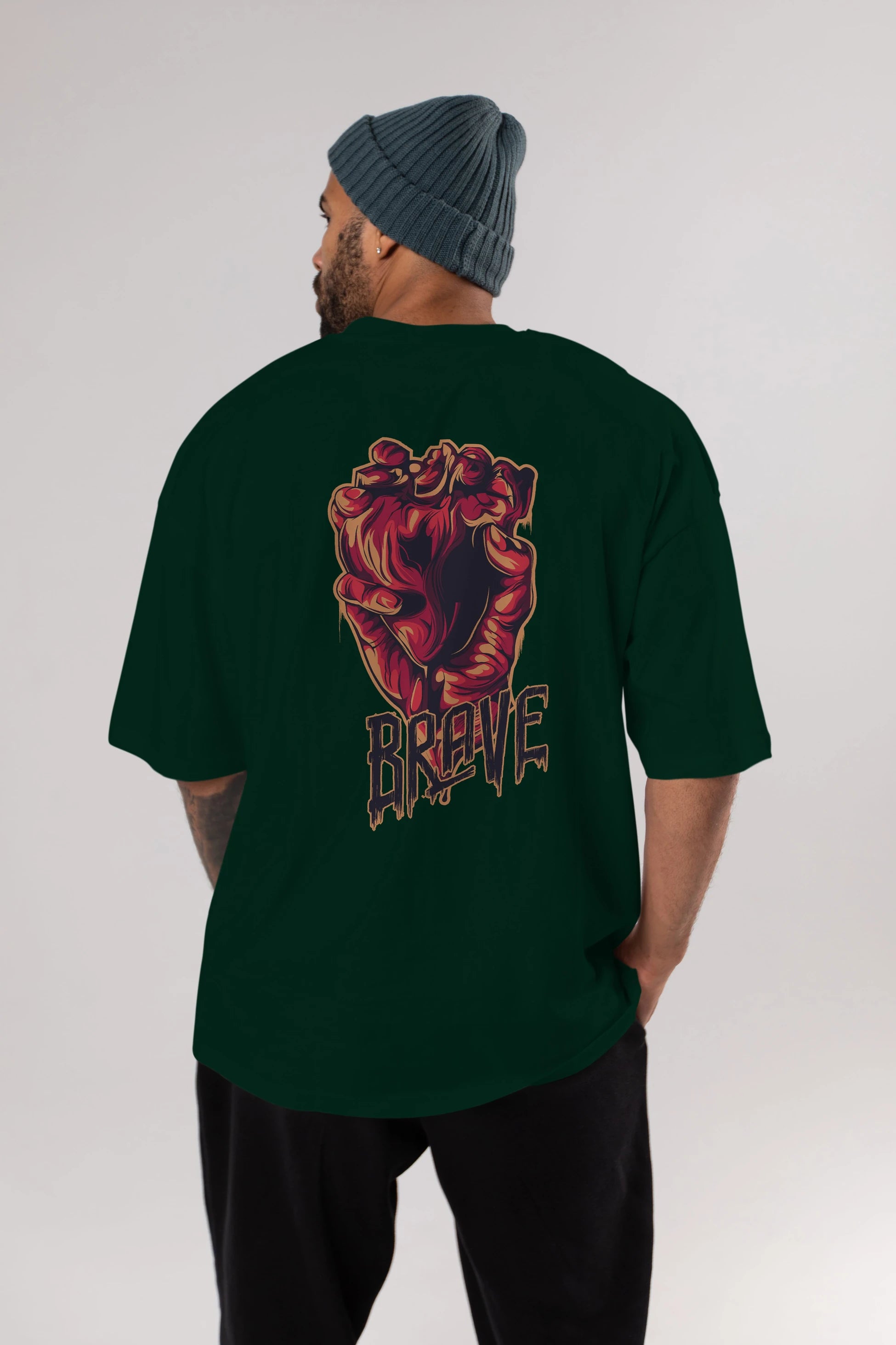 Brave Streetwear Arka Baskılı Oversize t-shirt Erkek Kadın Unisex