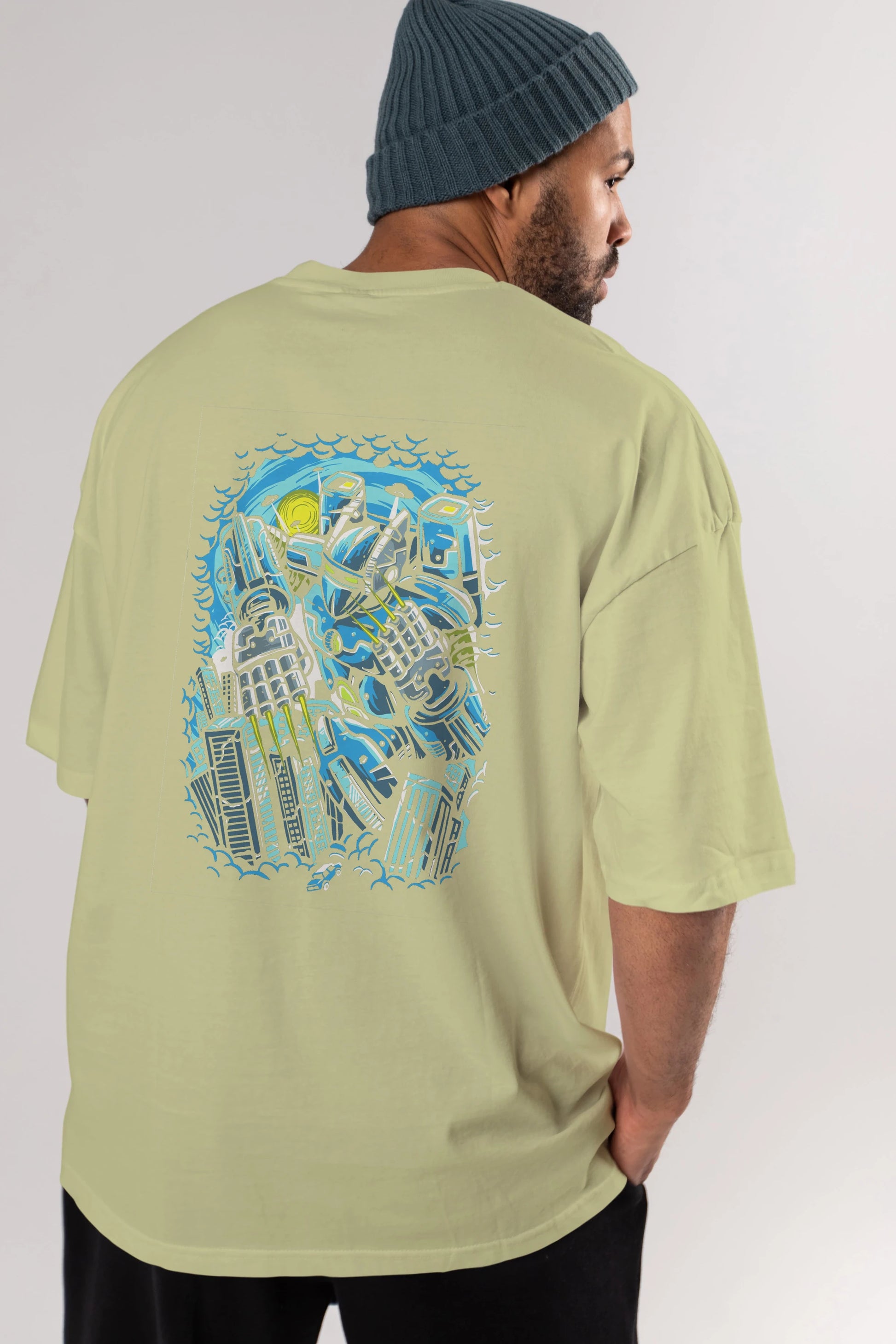 Destroy The City Arka Baskılı Oversize t-shirt Erkek Kadın Unisex %100 Pamuk