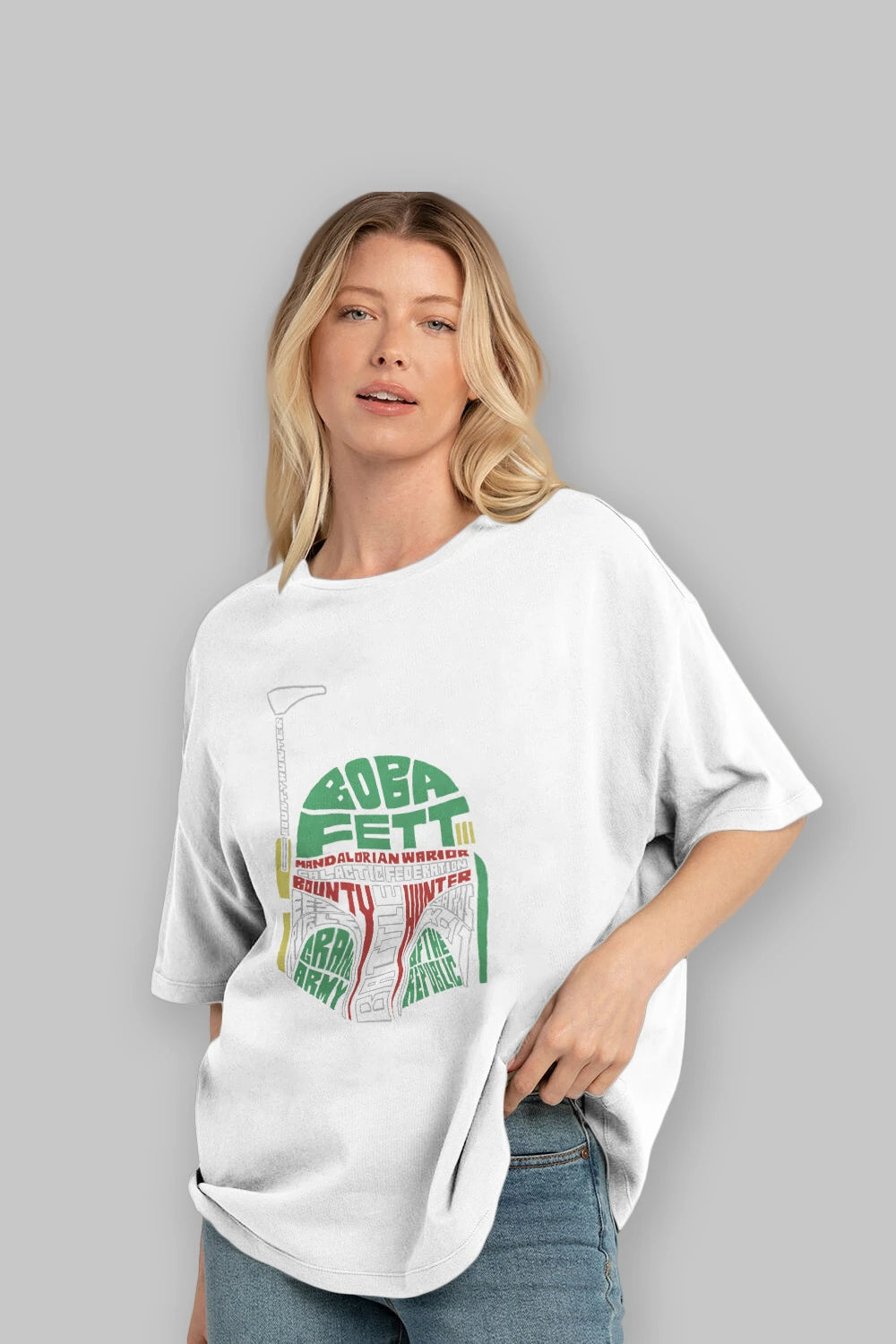 Boba Fett (2) Ön Baskılı Oversize t-shirt %100 pamuk Erkek Kadın Unisex