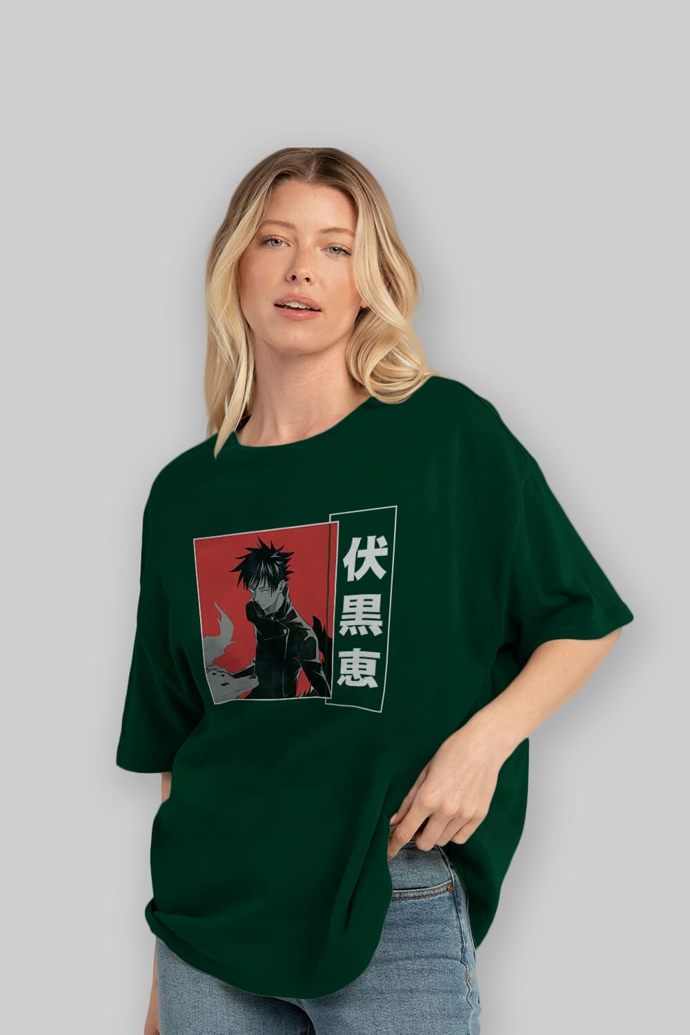 Megumi Fushiguro Anime Ön Baskılı Oversize t-shirt %100 pamuk Erkek Kadın Unisex