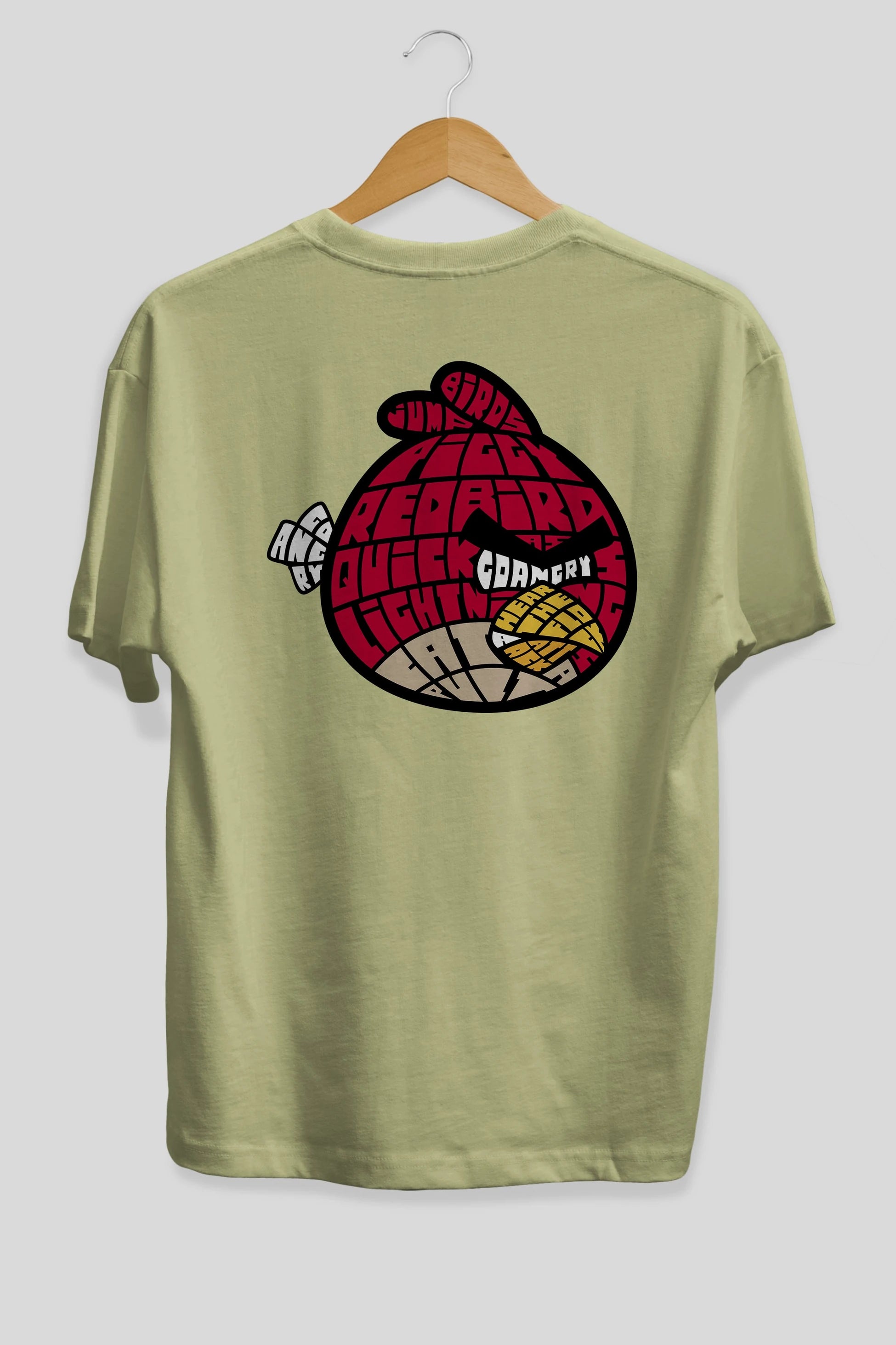 Bird With Anger Arka Baskılı Oversize t-shirt %100 pamuk Erkek Kadın Unisex