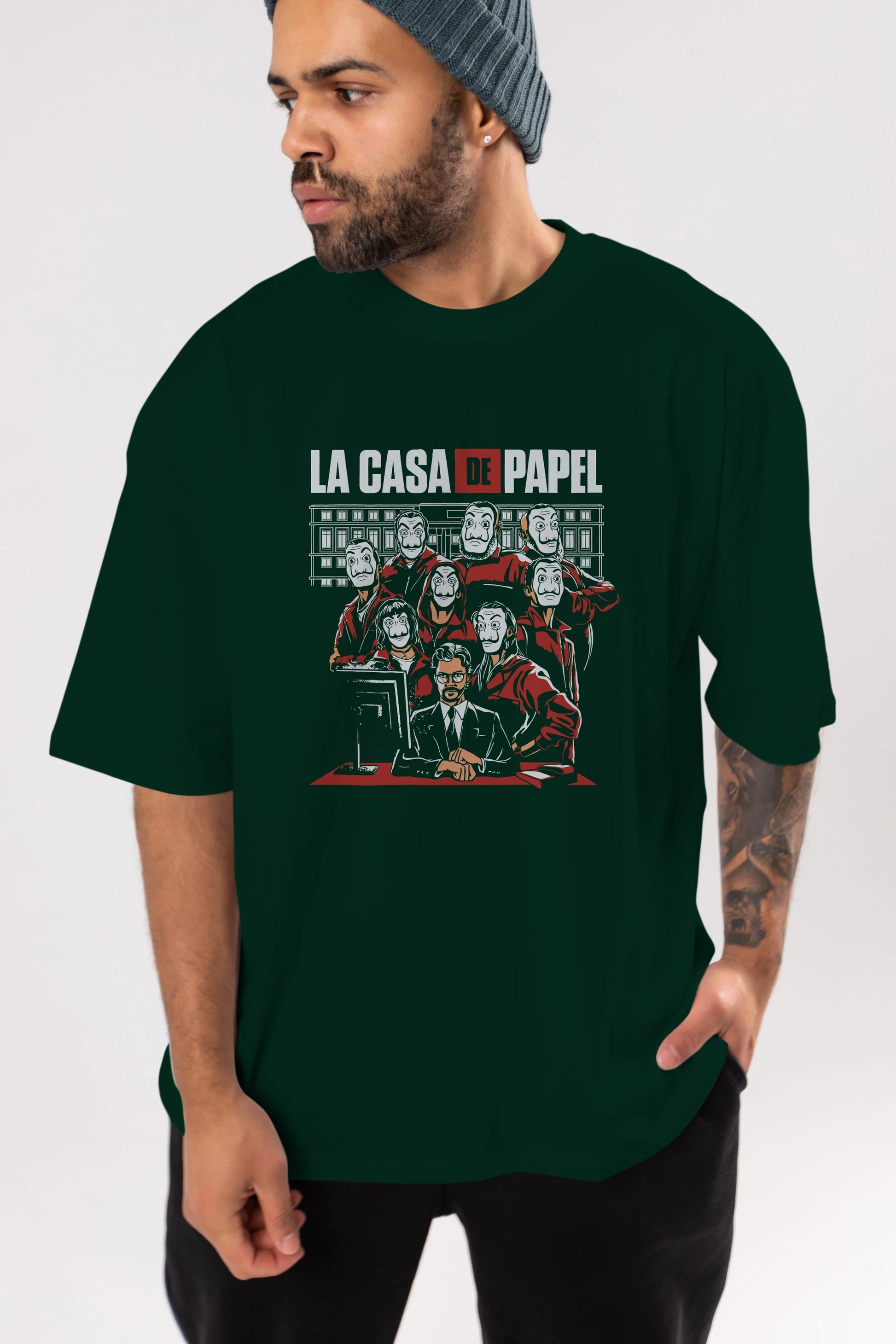 La Casa De Papel (5) Ön Baskılı Oversize t-shirt Erkek Kadın Unisex %100 Pamuk Bisiklet Yaka tişort
