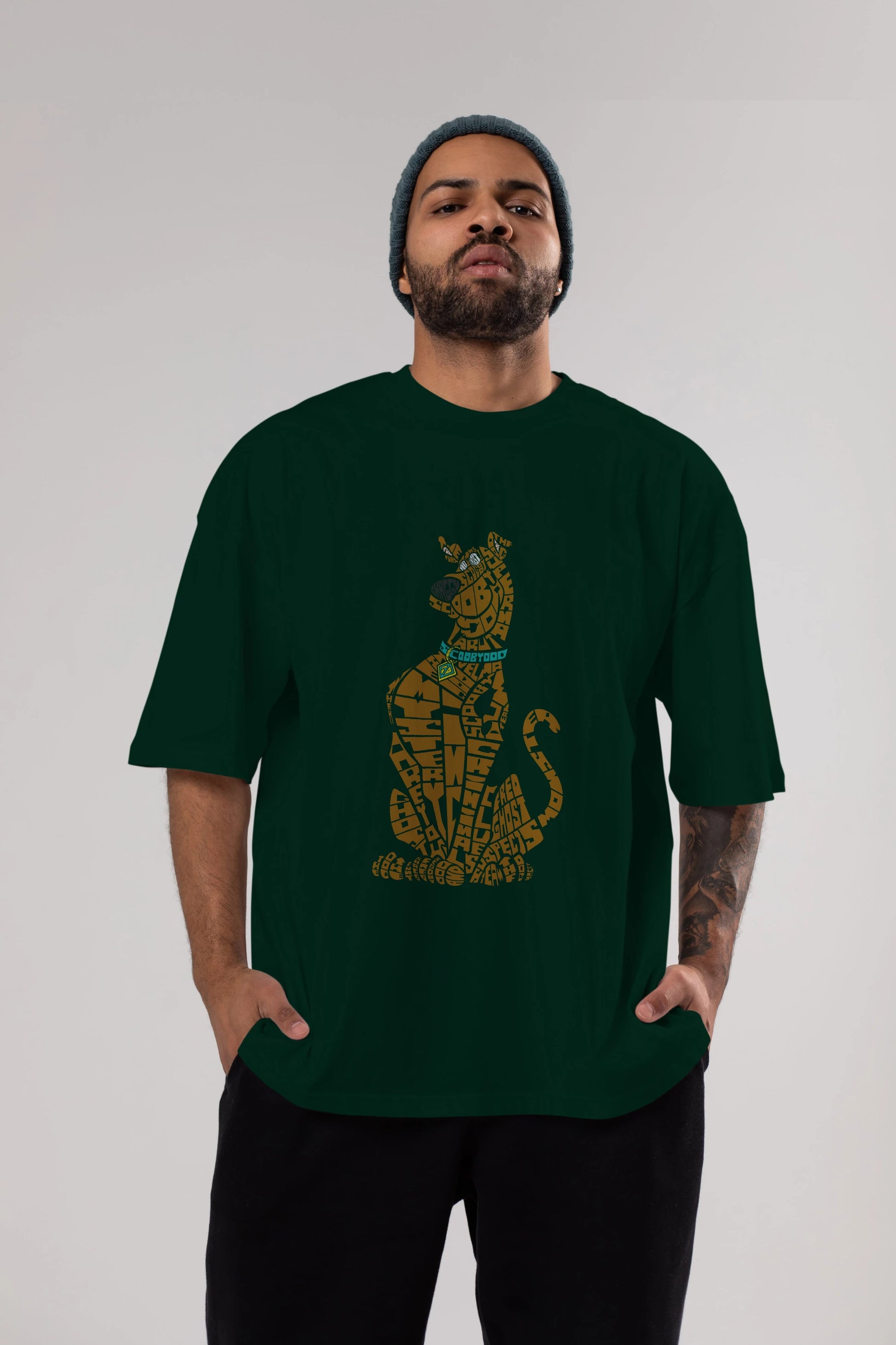 Scooby Doo Ön Baskılı Oversize t-shirt %100 pamuk Erkek Kadın Unisex