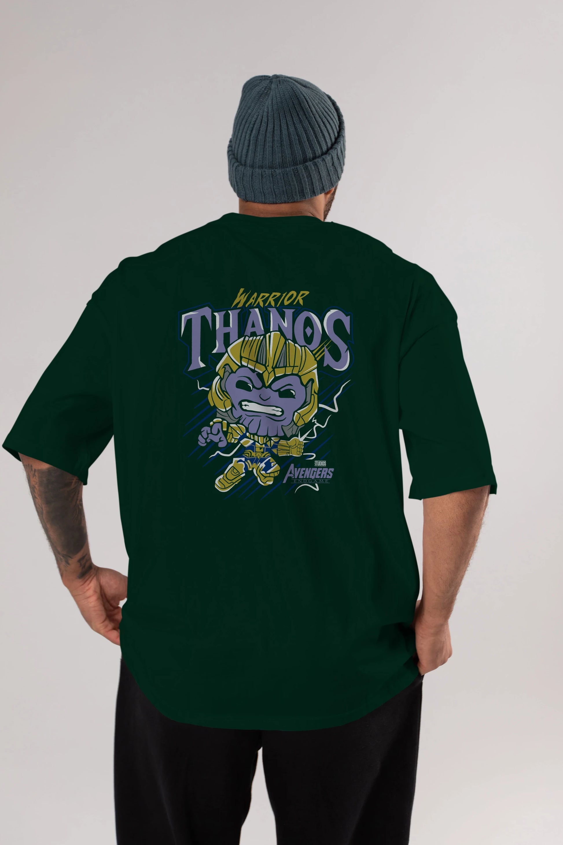 Thanos (2) Arka Baskılı Oversize t-shirt Erkek Kadın Unisex %100 Pamuk Bisiklet Yaka tişort