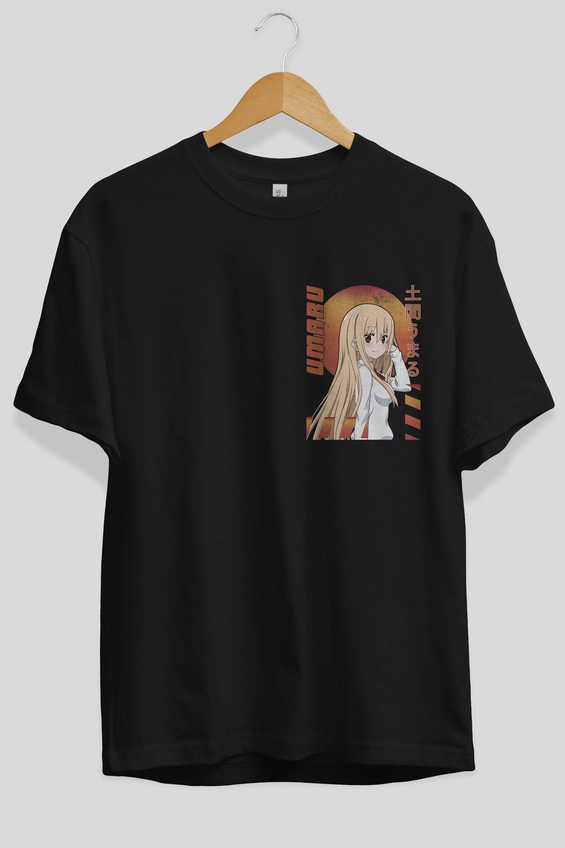 Umaru Doma 5 Ön Sol Baskılı Oversize t-shirt Erkek Kadın Unisex %100 Pamuk Bisiklet Yaka tişort