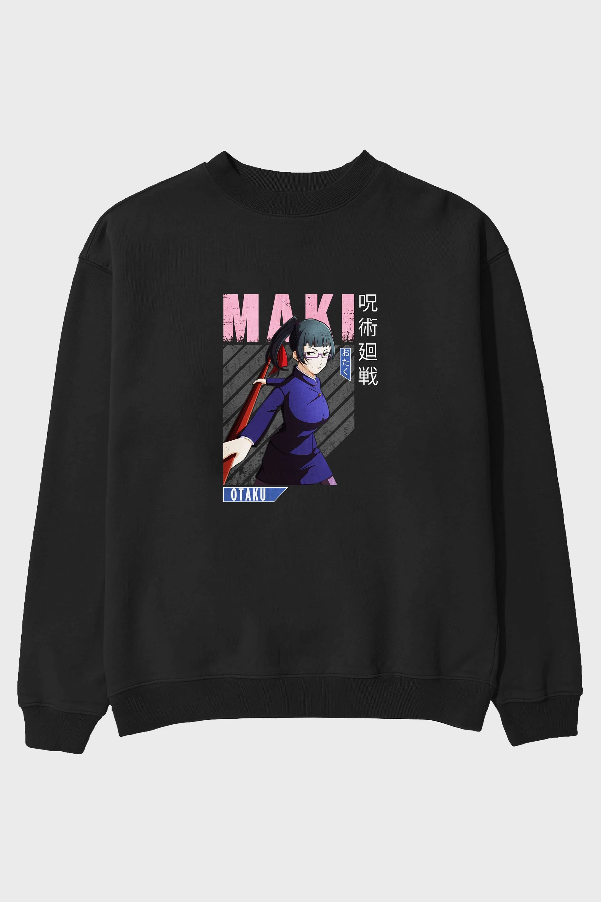 Maki Zenin CHAINSAWMAN Anime Ön Baskılı Oversize Sweatshirt Erkek Kadın Unisex