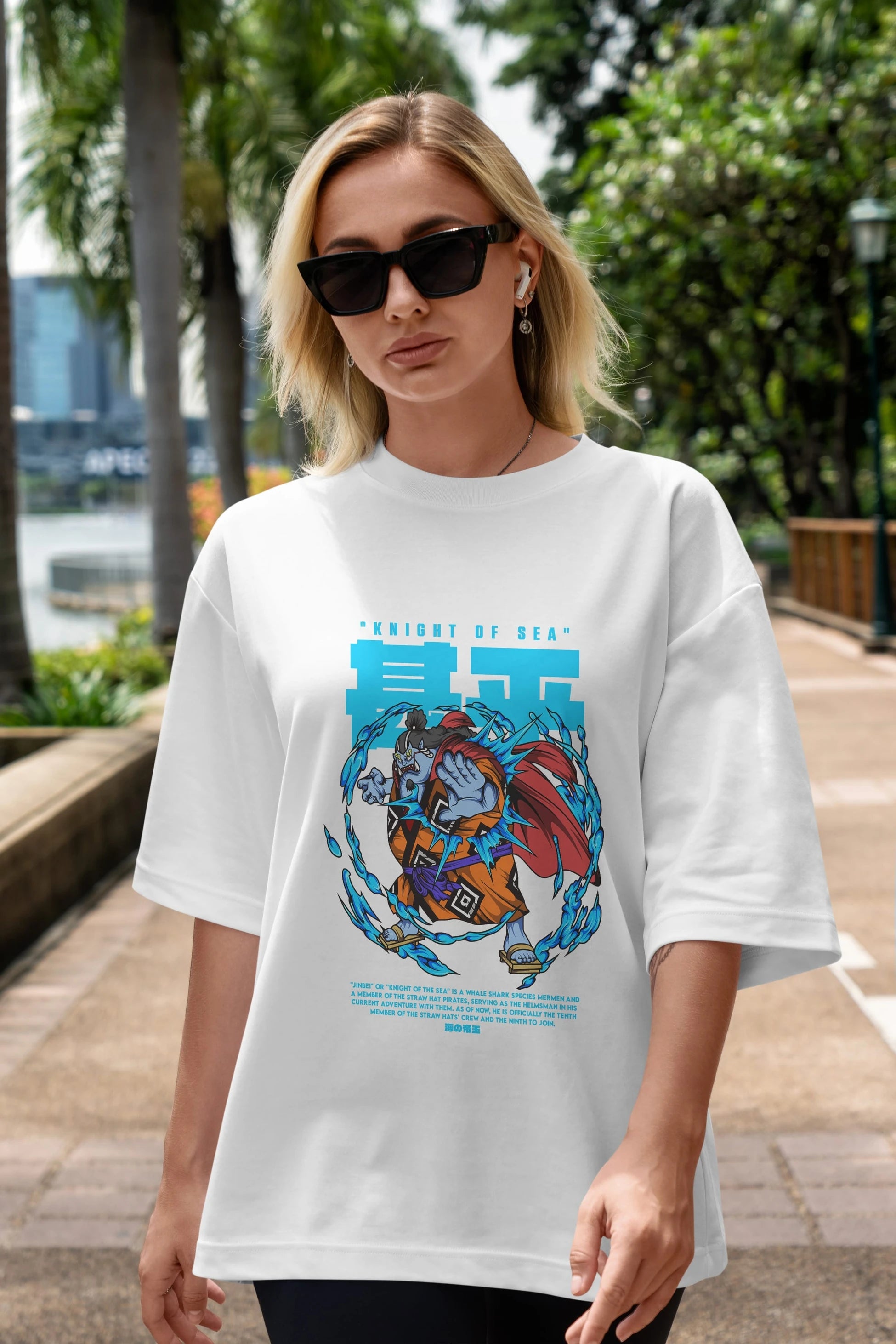 Jinbei Anime Ön Baskılı Oversize t-shirt %100 pamuk Erkek Kadın Unisex
