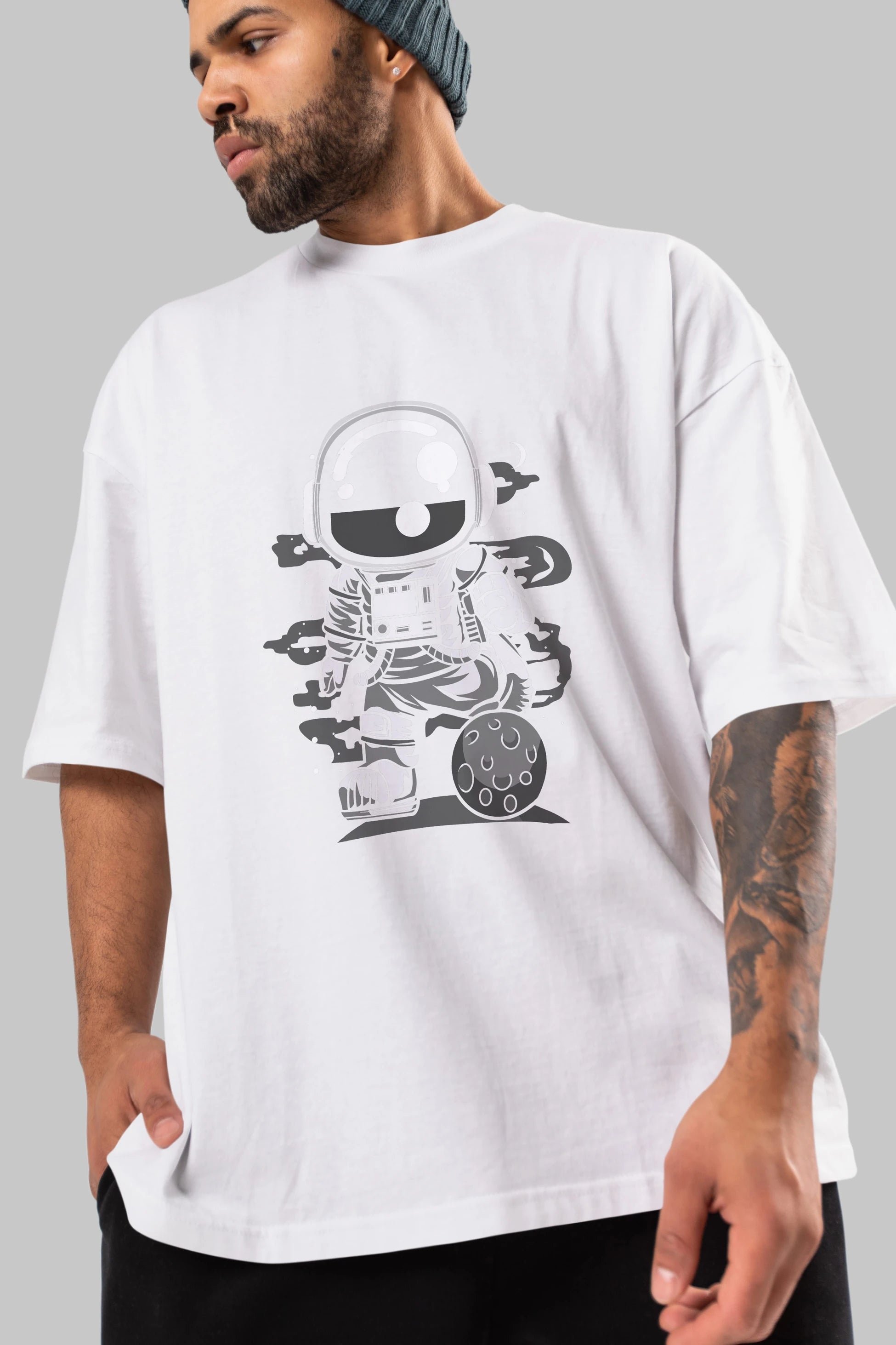 Astronaut Soccer Ön Baskılı Oversize t-shirt Erkek Kadın Unisex