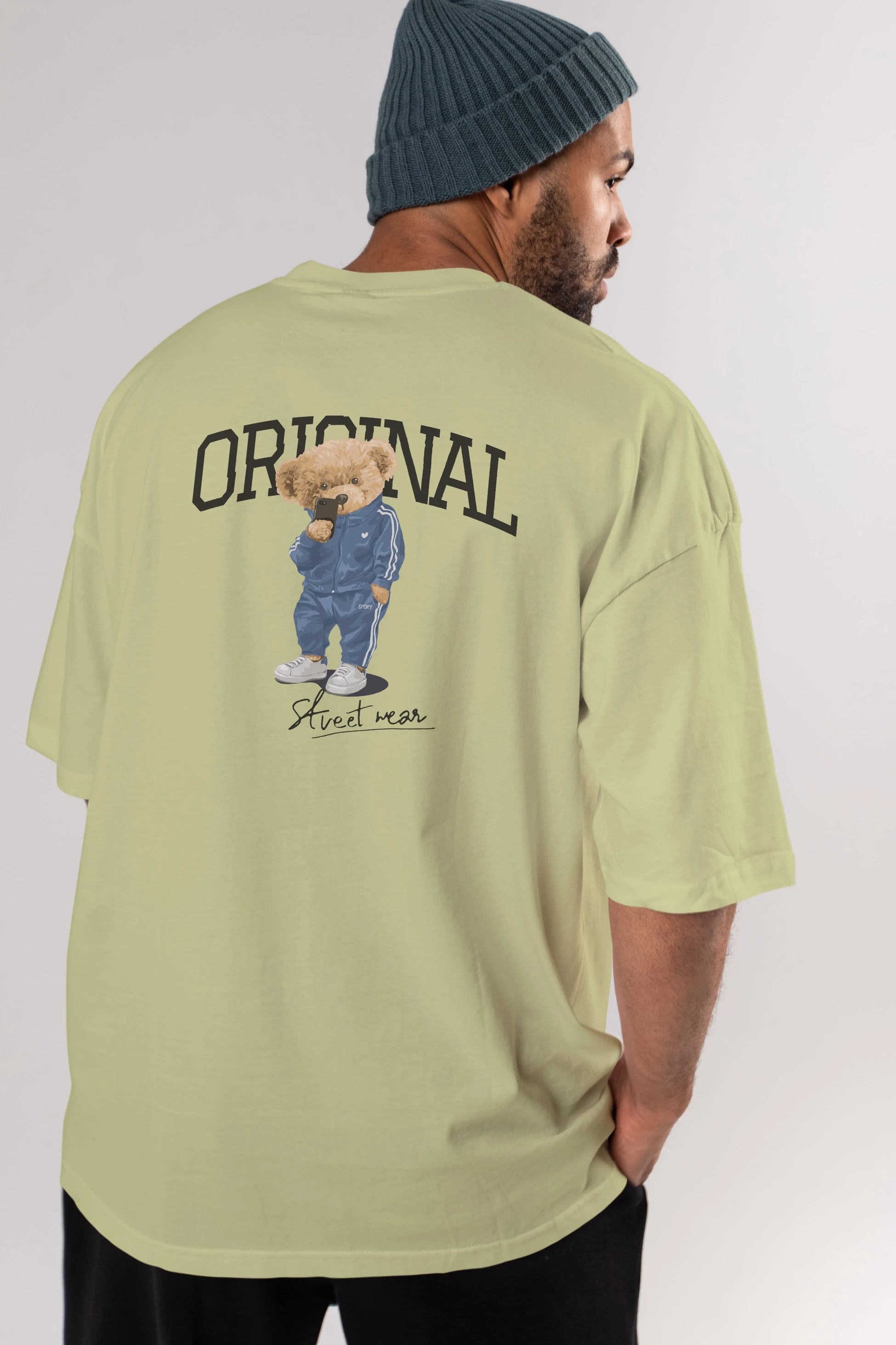 Teddy Bear Original Arka Baskılı Oversize t-shirt Erkek Kadın Unisex %100 Pamuk