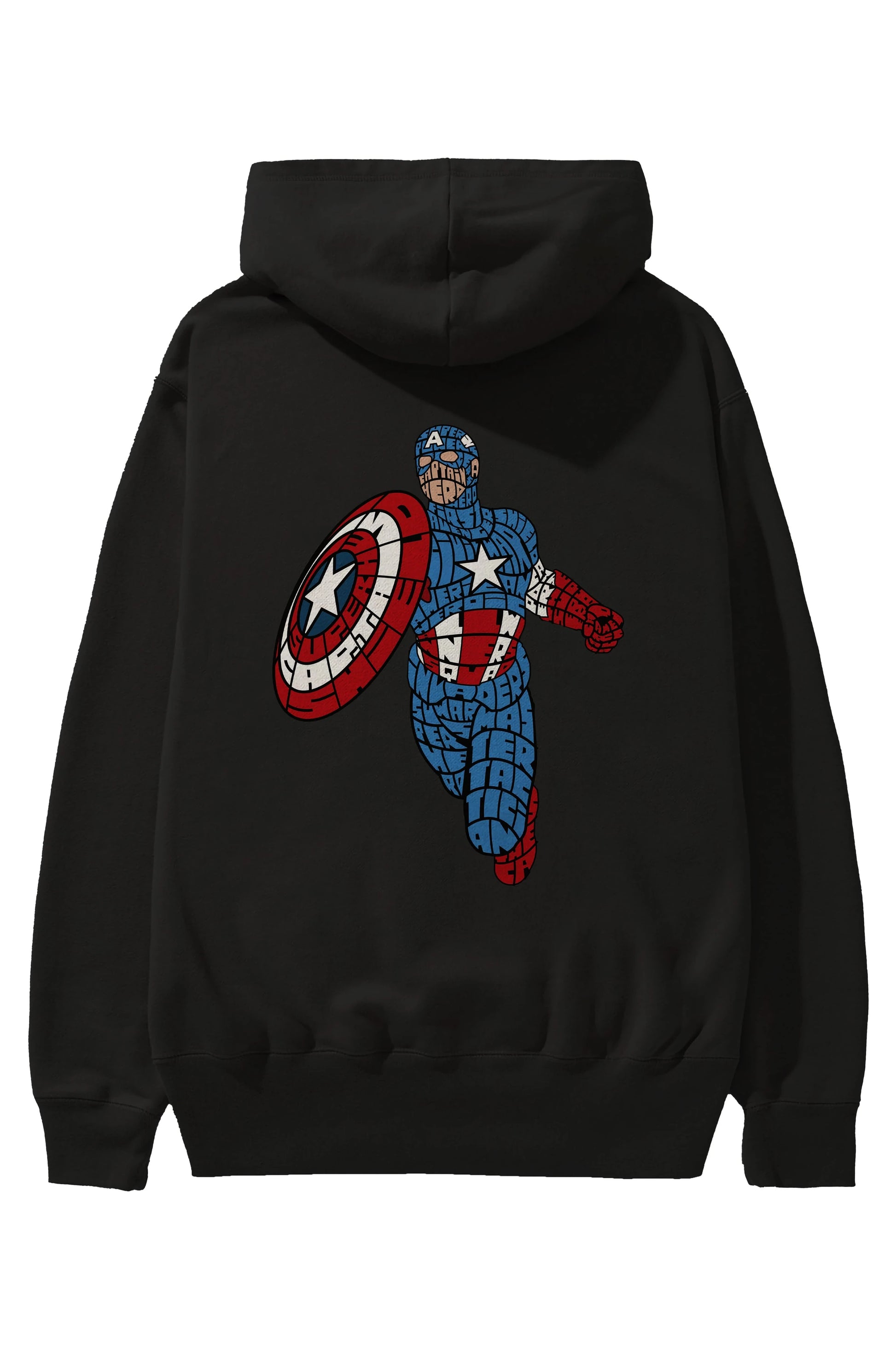 Star and Stripes Hero Arka Baskılı Hoodie Oversize Kapüşonlu Sweatshirt Erkek Kadın Unisex