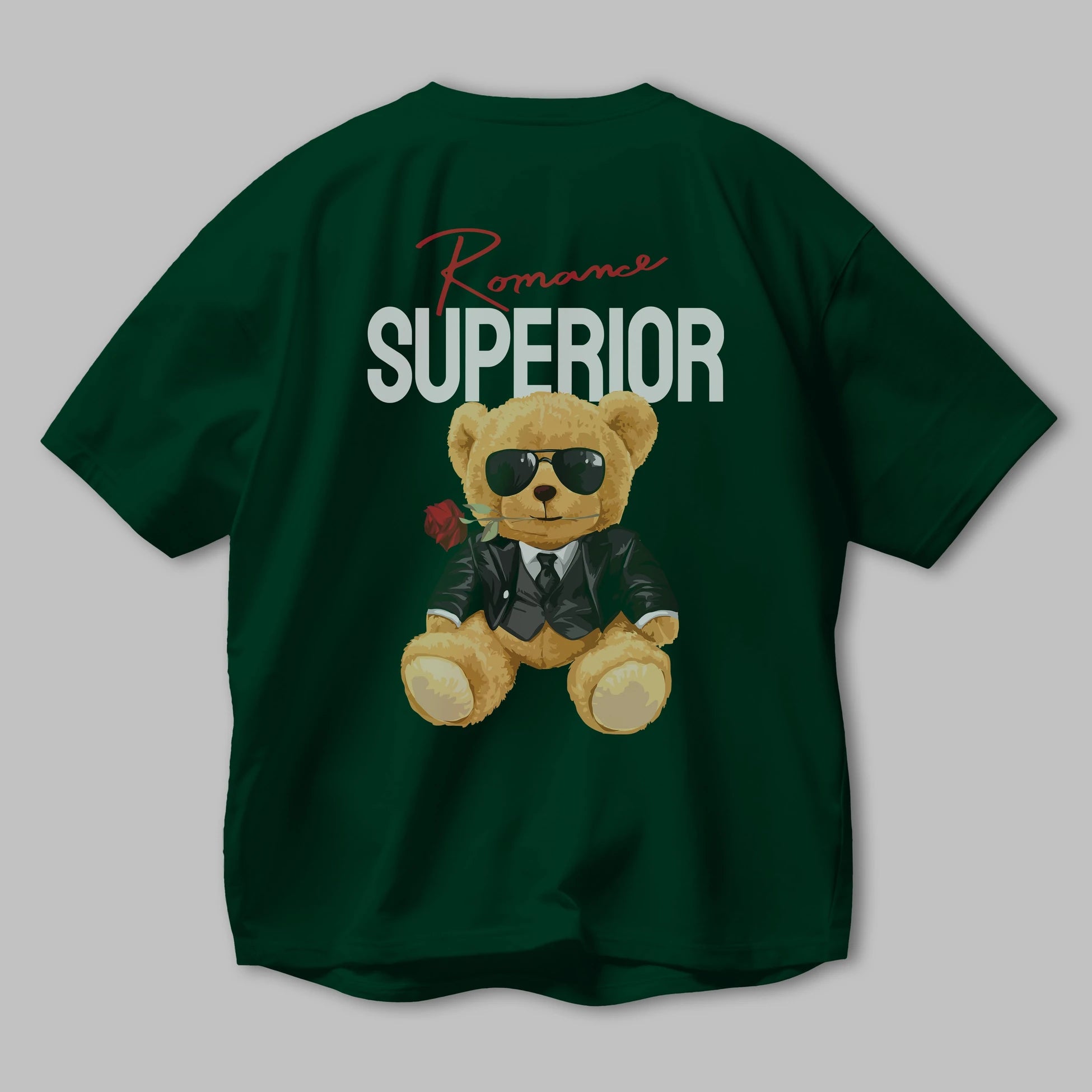 Teddy Bear Romance Superior Arka Baskılı Oversize t-shirt Erkek Kadın Unisex %100 Pamuk