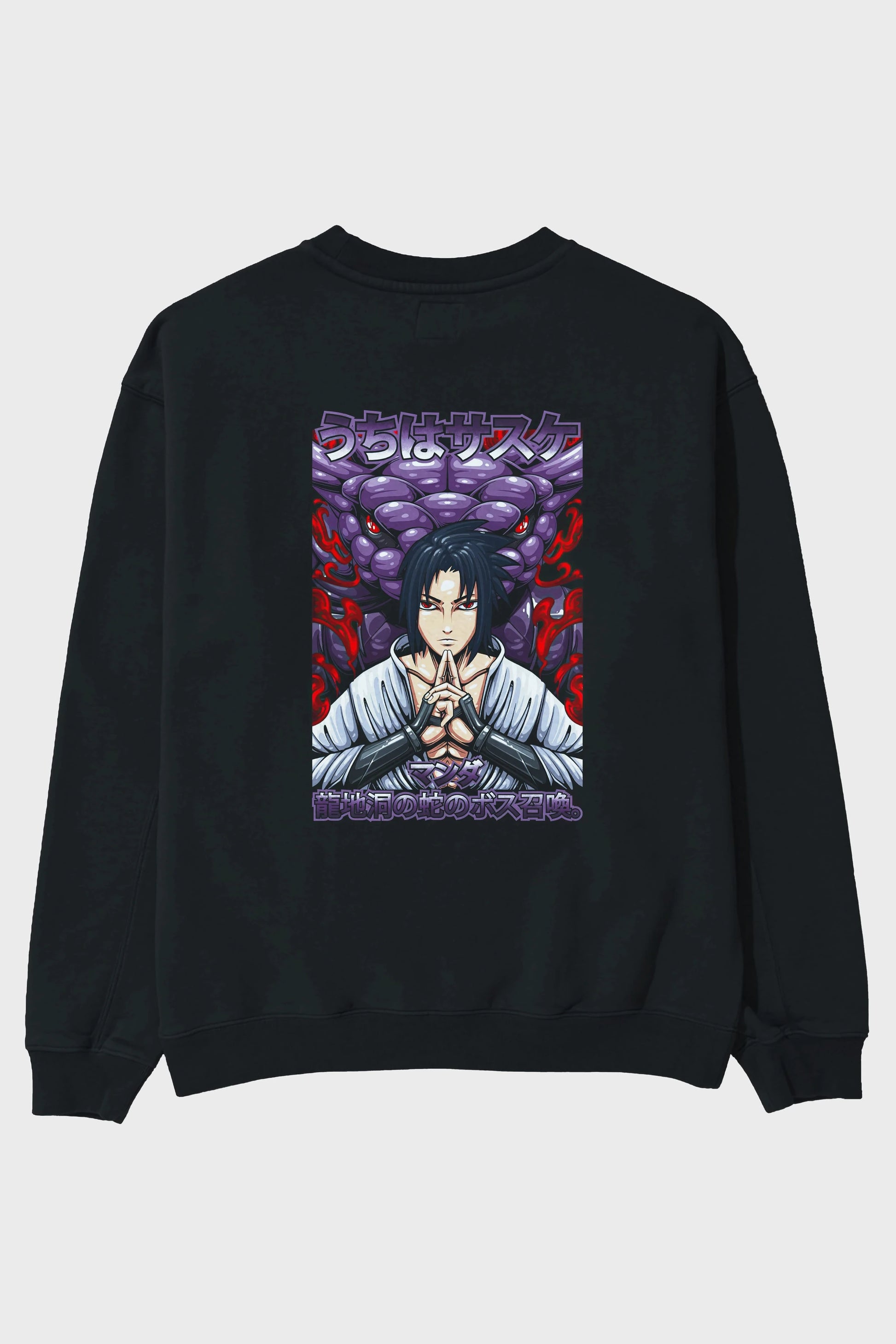 NARUTO SASUKE UCHIHA Anime Arka Baskılı Oversize Sweatshirt Erkek Kadın Unisex