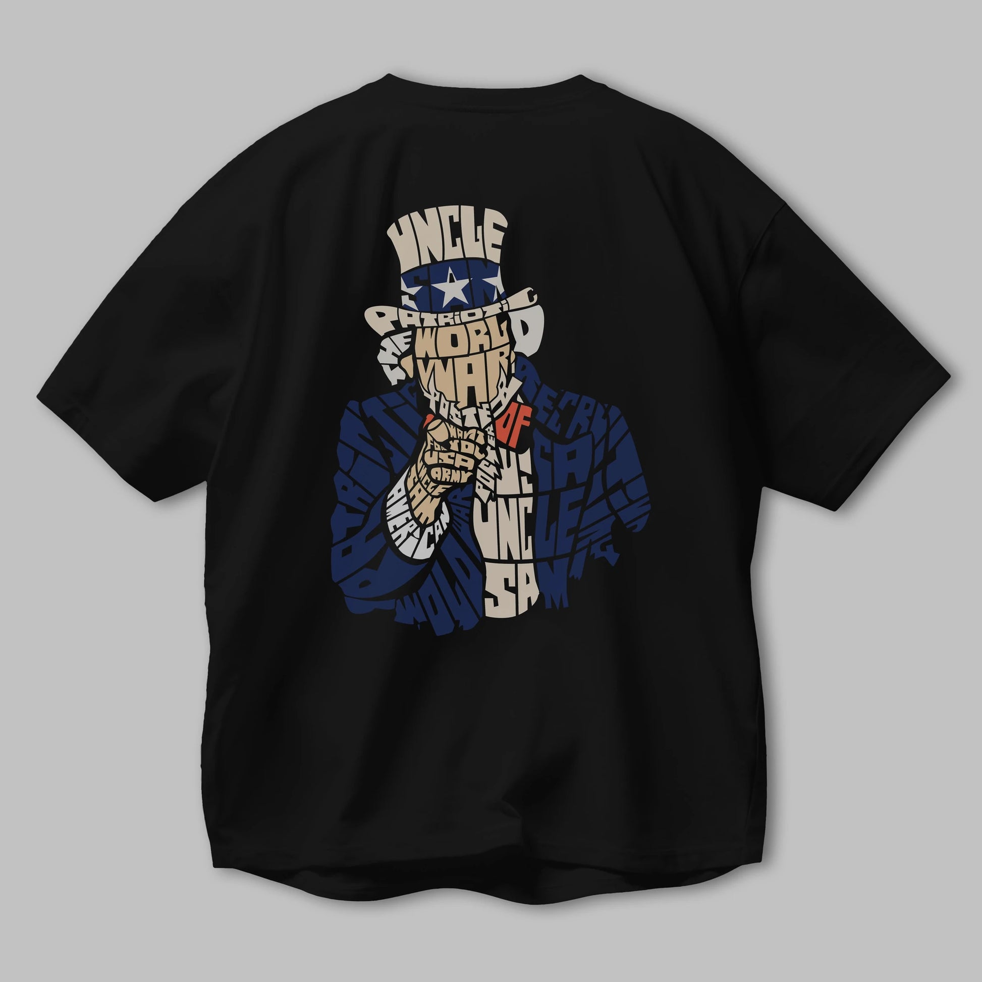 Uncle Sam Arka Baskılı Oversize t-shirt %100 pamuk Erkek Kadın Unisex