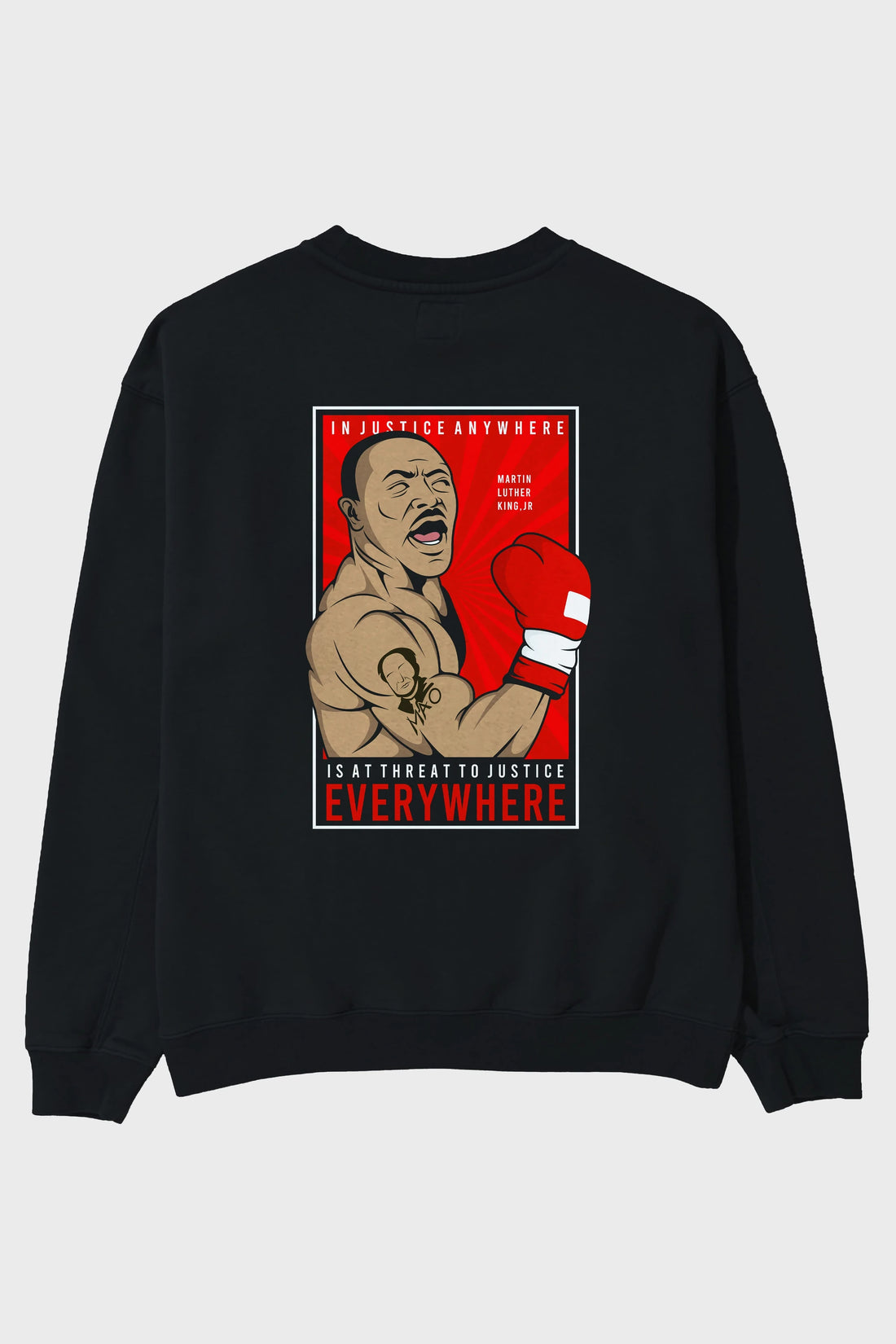 Luther King Boxer Arka Baskılı Oversize Sweatshirt Erkek Kadın Unisex