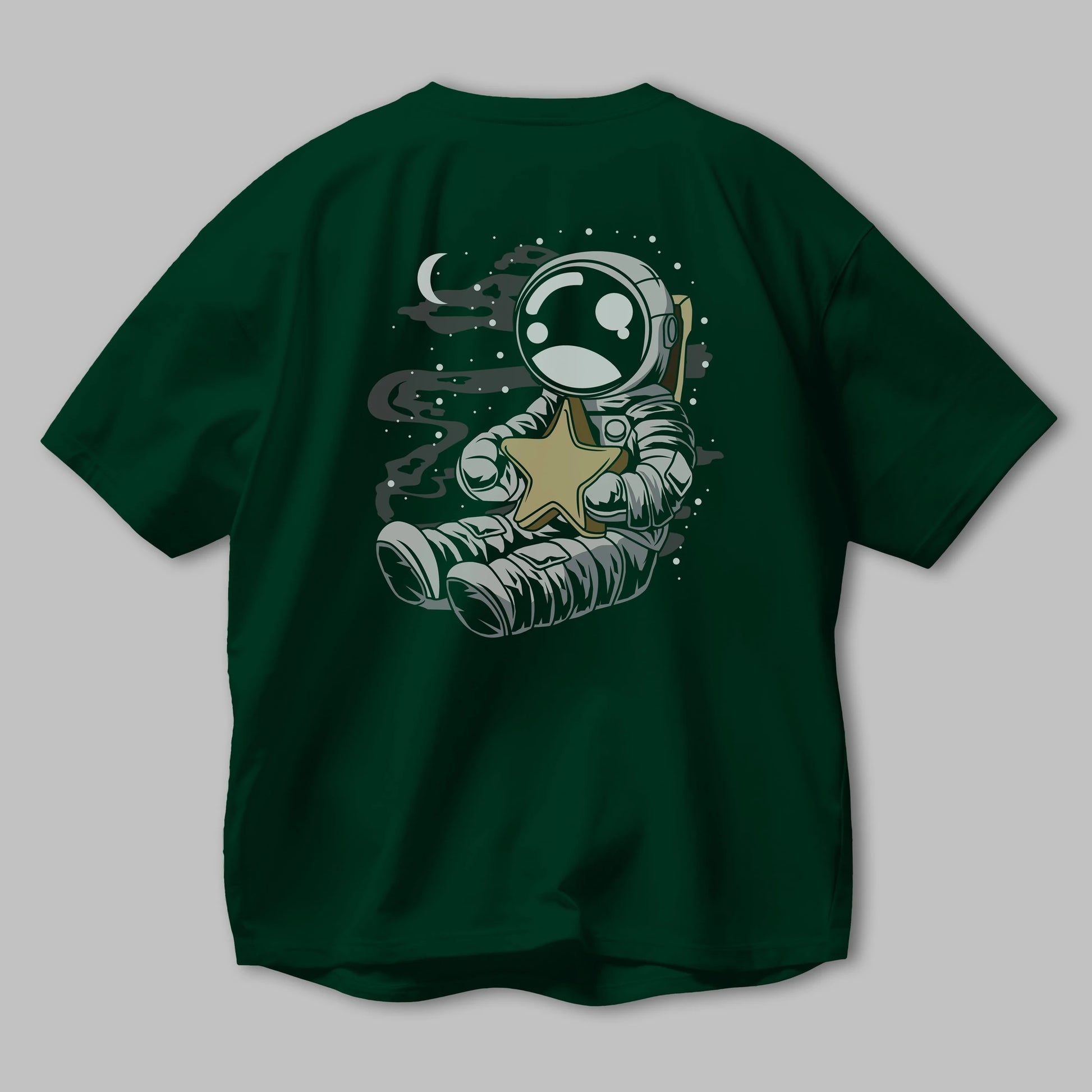 Astronaut Holding The Star Arka Baskılı Oversize t-shirt Erkek Kadın Unisex