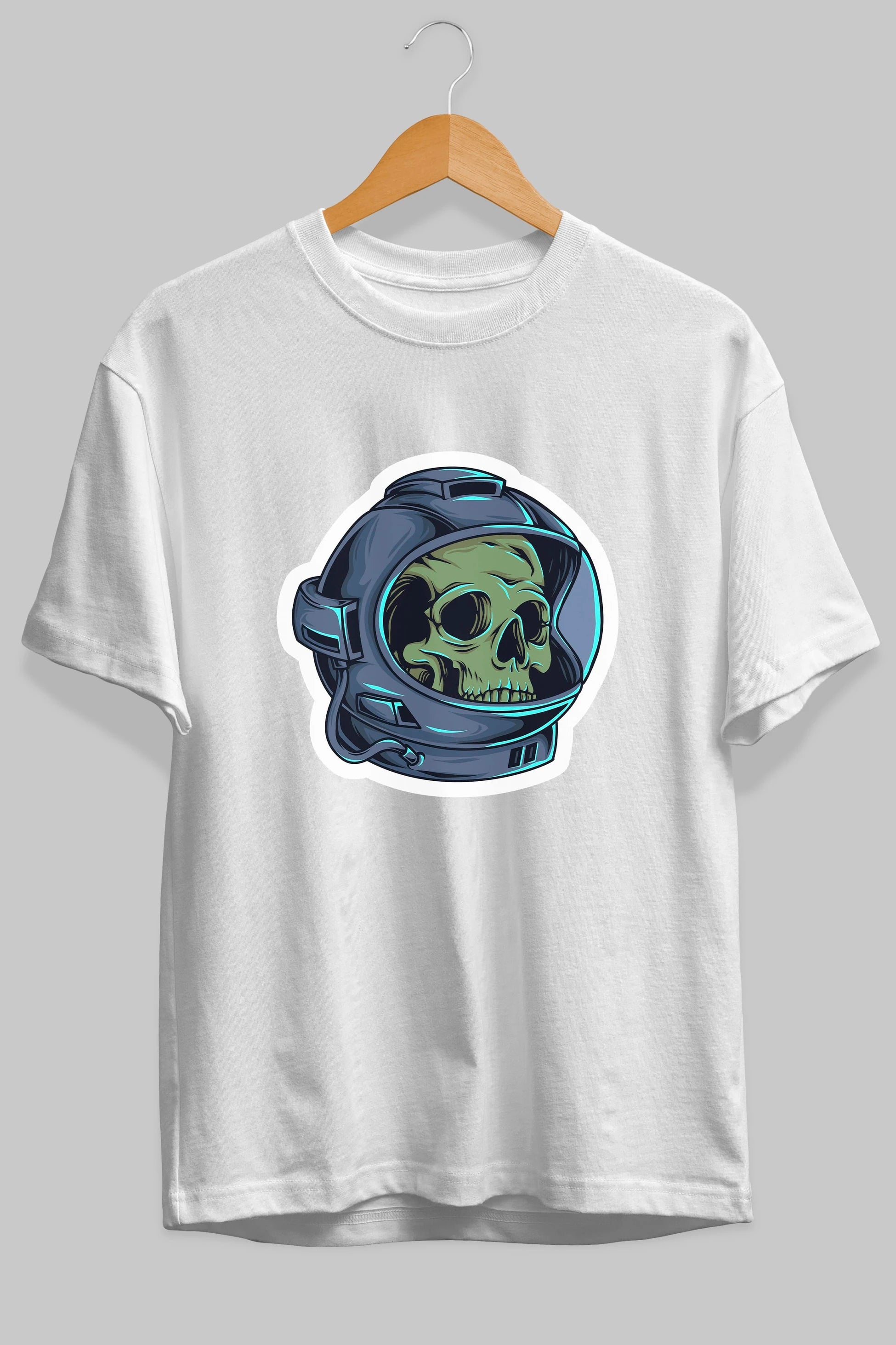 Astroskull Sticker Ön Baskılı Oversize t-shirt Erkek Kadın Unisex