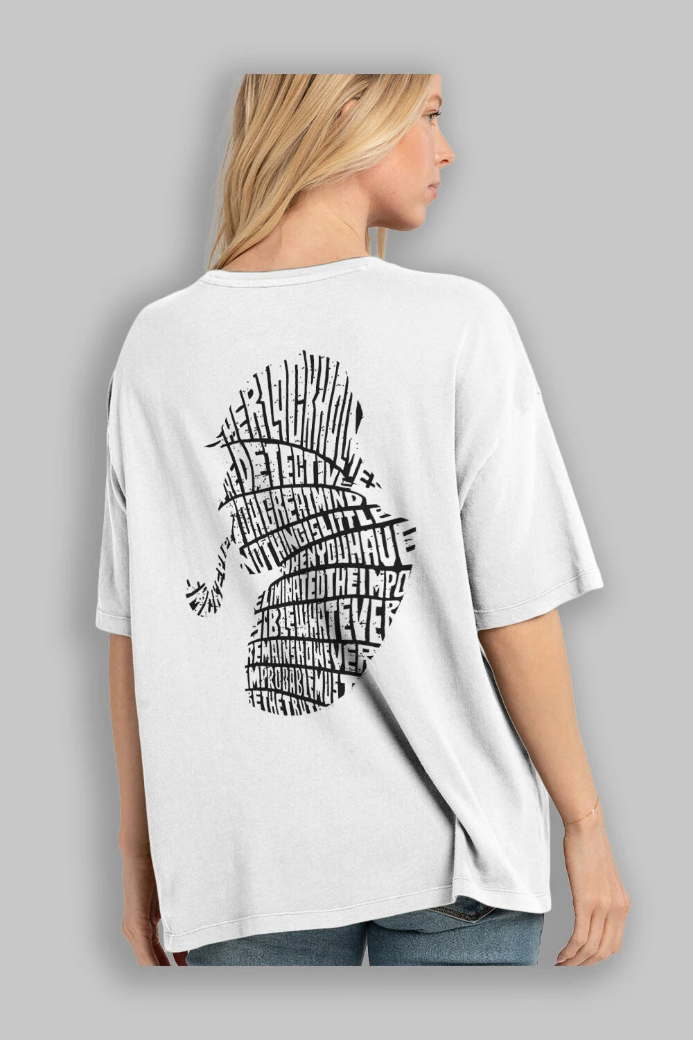 Holmes Arka Baskılı Oversize t-shirt %100 pamuk Erkek Kadın Unisex